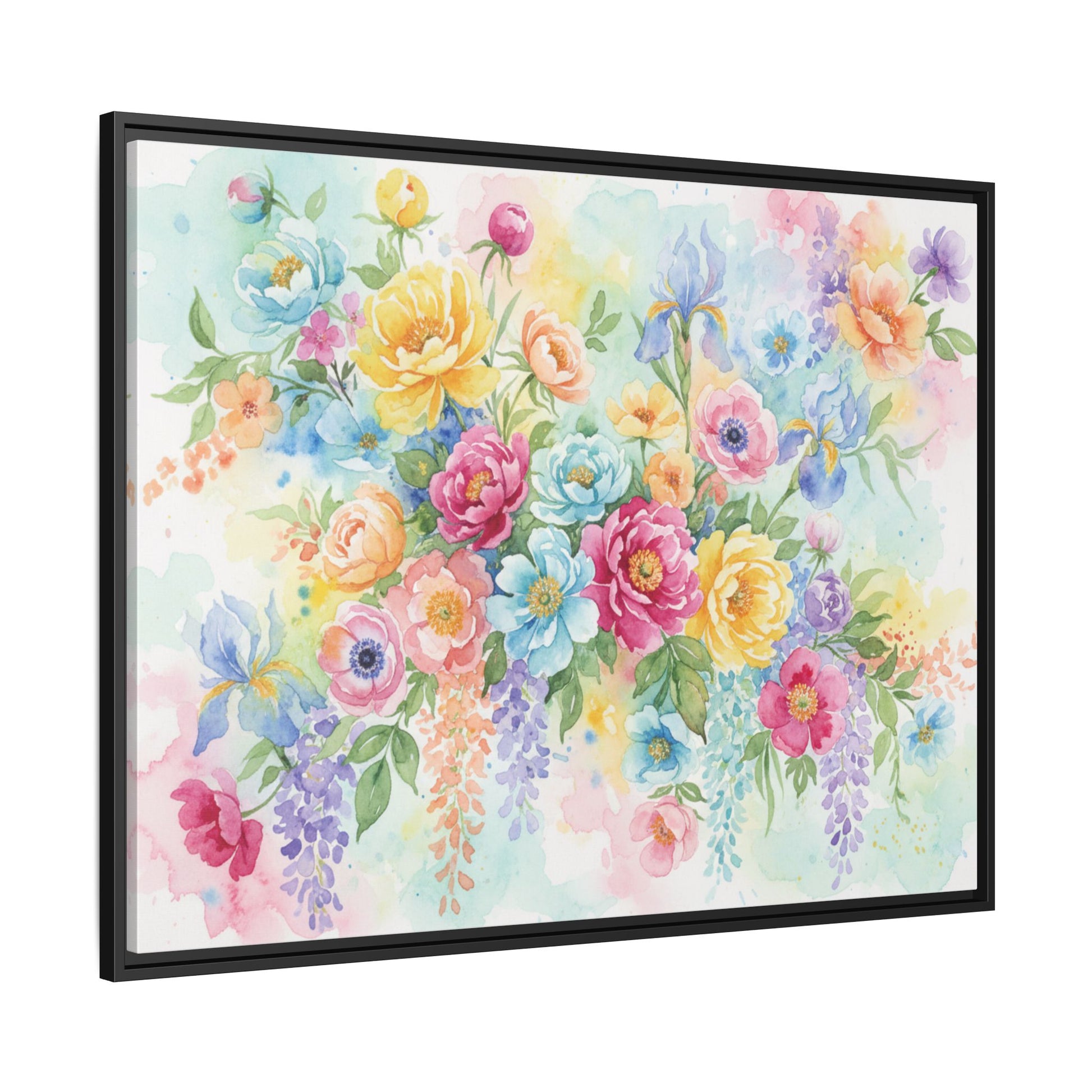 Watercolor Floral Bouquet Canvas, Framed Matte Wall Art | Multi-Color Wall Art