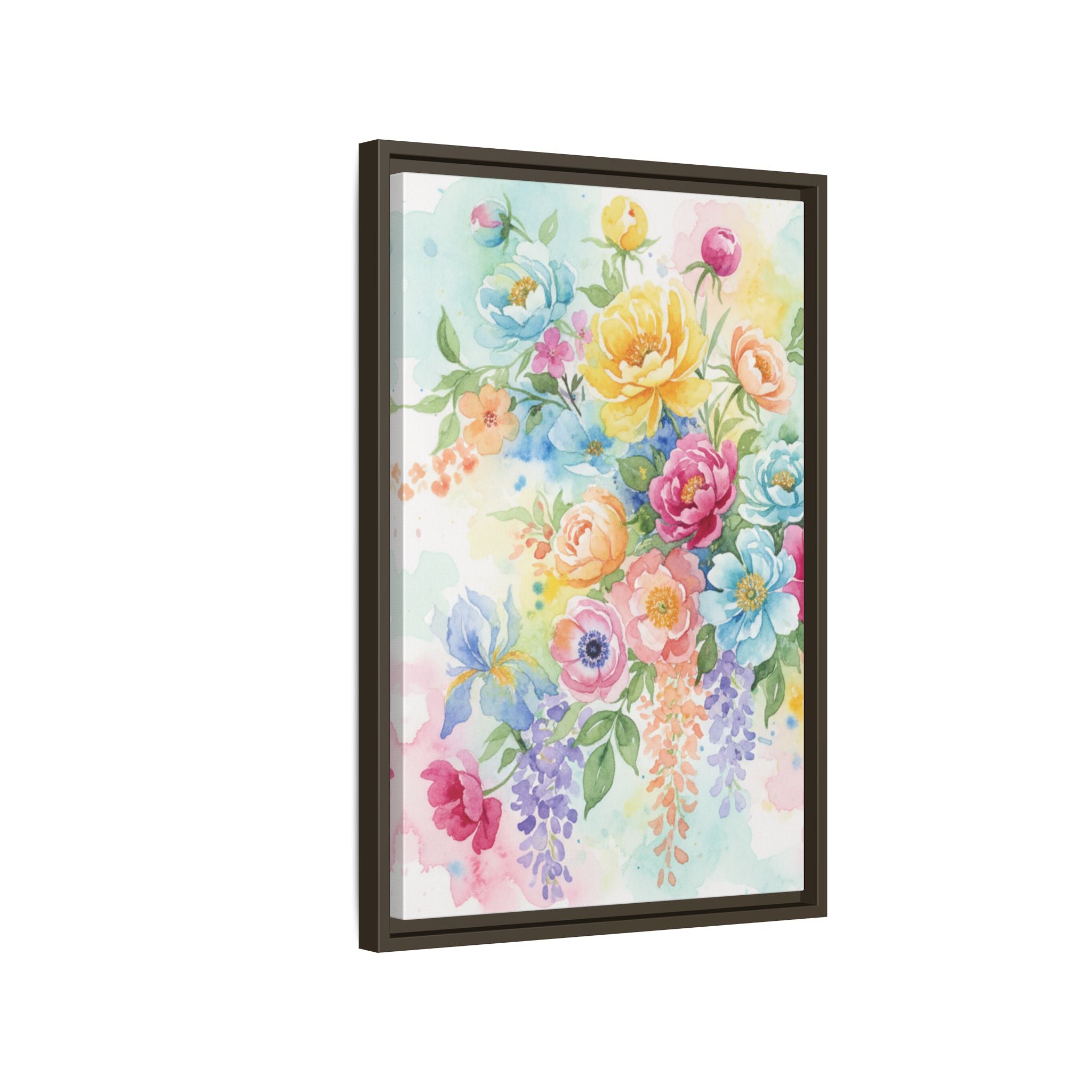 Toile Bouquet Floral Aquarelle, Art Mural Mat Encadré | Art Mural Multicolore