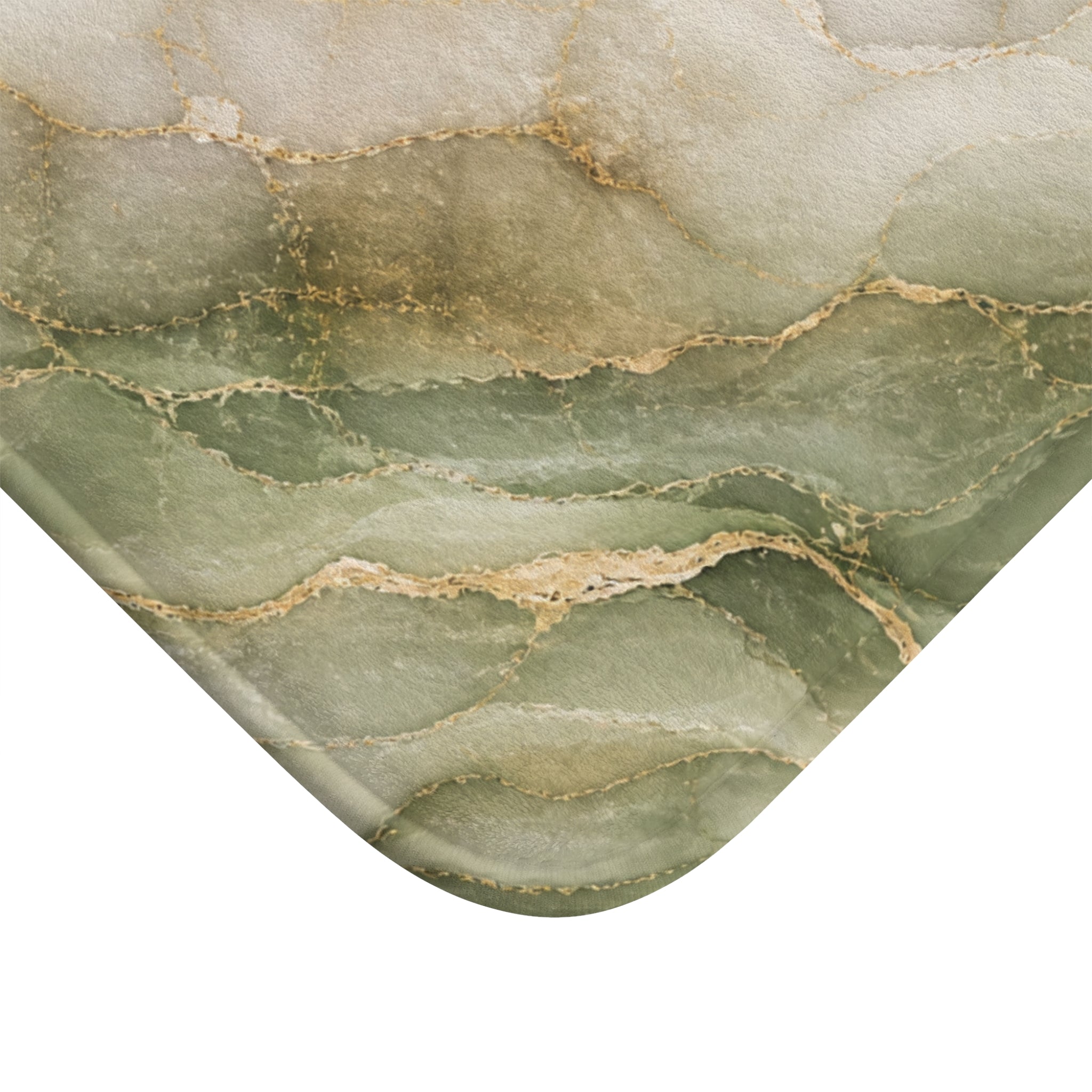 Sage Green Marble Bath Mat — Gold Vein Luxury Absorbent Bathroom Rug