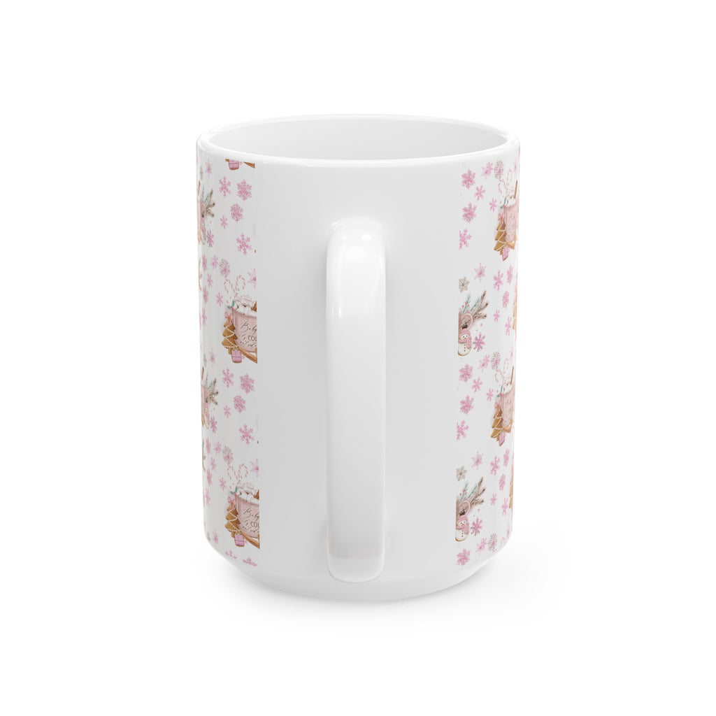 Pink Baby it's Cold Outside Coffee Ceramic Mugs Perfect for Your Morning Brew | 11 oz & 15 oz Sizes Floral Mug for Tea, Cocoa, and More Unique Bohemian Design Gift for Nature Lovers - MRSBYVALLE