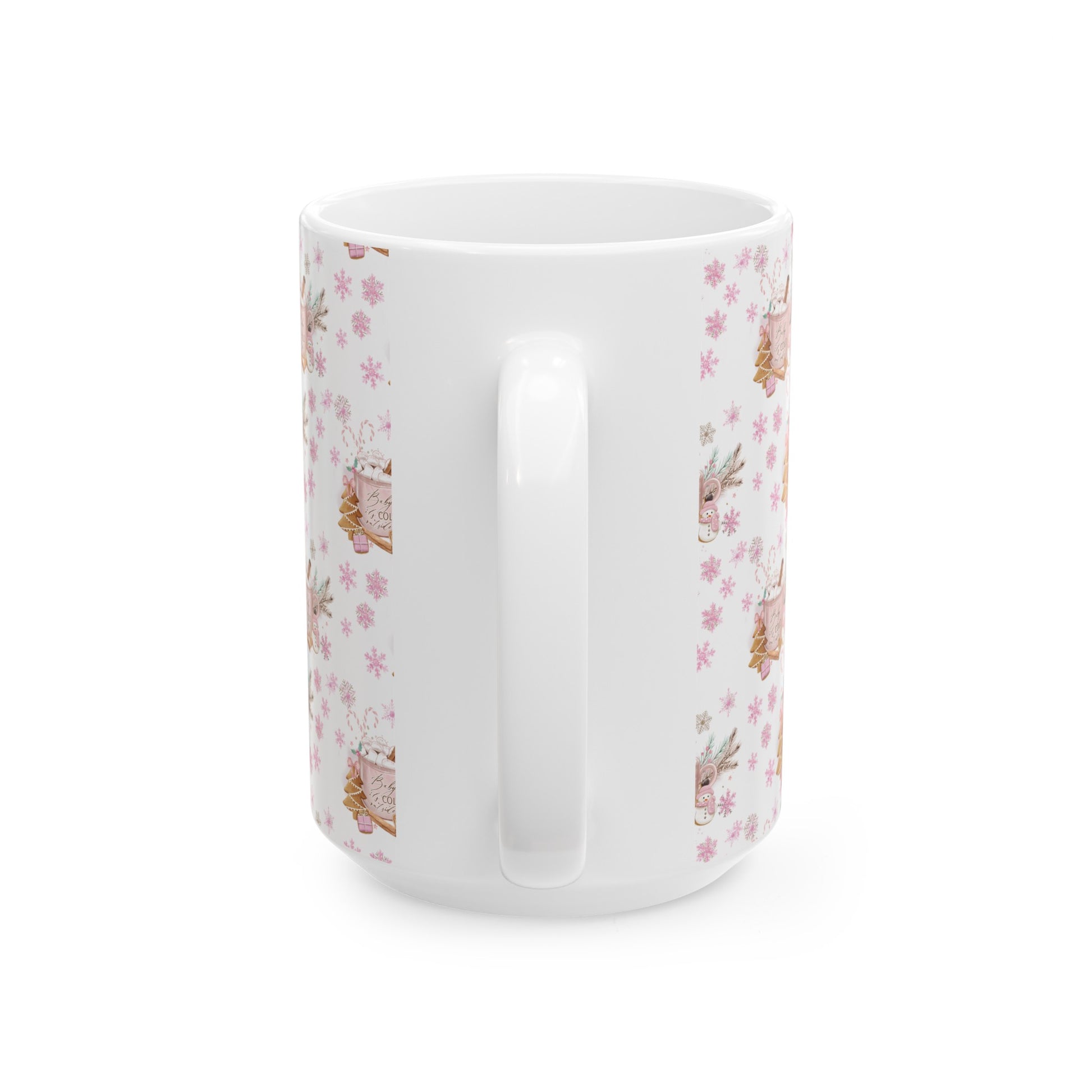 Pink Baby it's Cold Outside Coffee Ceramic Mugs Perfect for Your Morning Brew | 11 oz & 15 oz Sizes Floral Mug for Tea, Cocoa, and More Unique Bohemian Design Gift for Nature Lovers - MRSBYVALLE