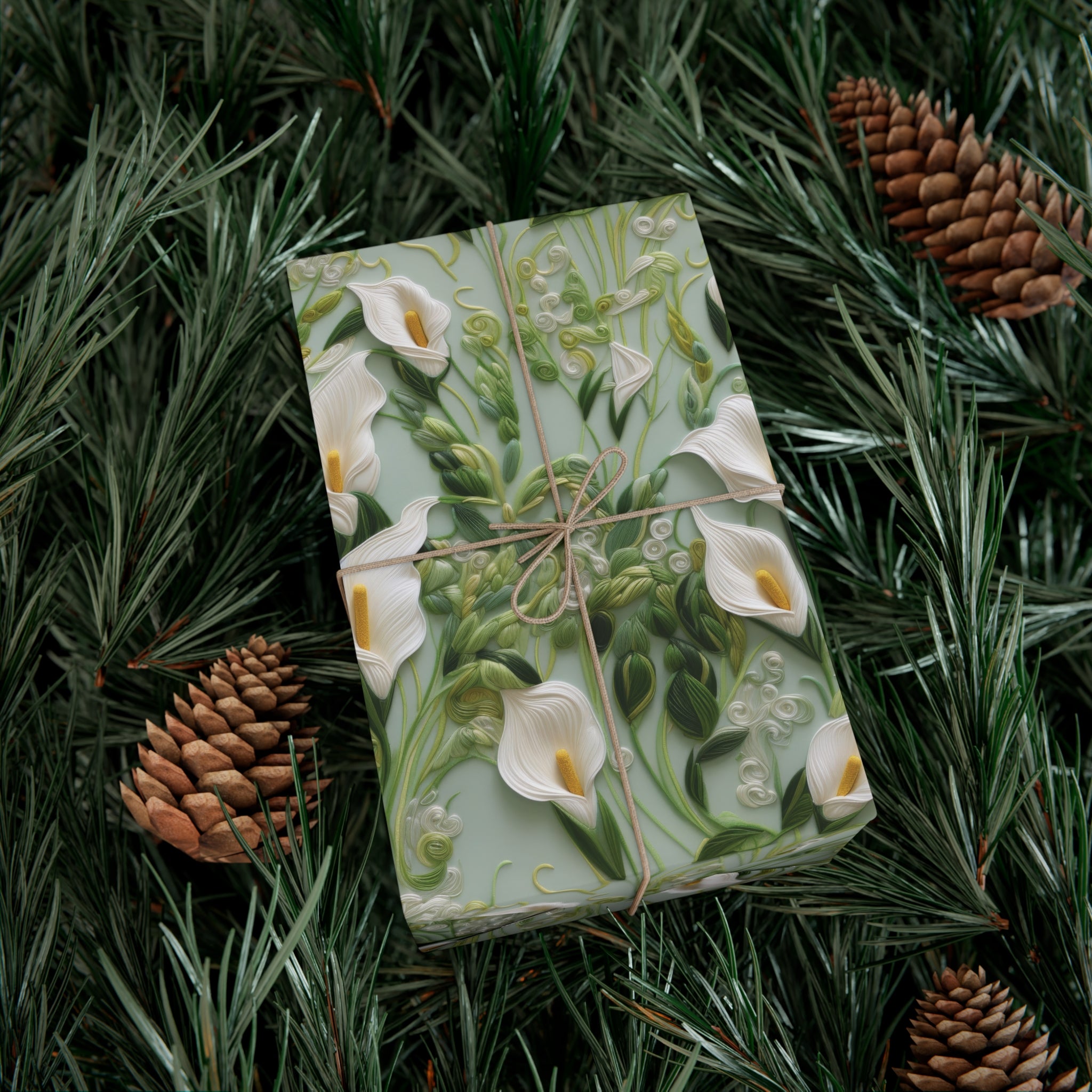 Elegant Calla Lily Wrapping Paper Beautiful Floral Design for Christmas, Birthdays & Special Occasions | Premium Gift Wrap for Nature Lovers Luxurious - MRSBYVALLE