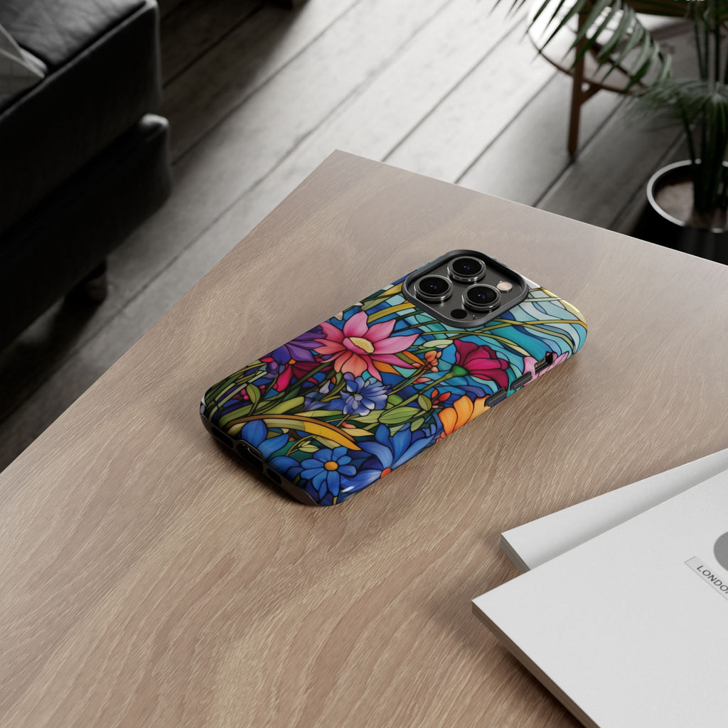 Wildflowers Stain Glass Illusion Phone Case Unique Holiday Protection for Your Device | Stylish & Durable Cover Gift for Her Phone 15, Samsung iPhone Samsung Accessory Gift for Her