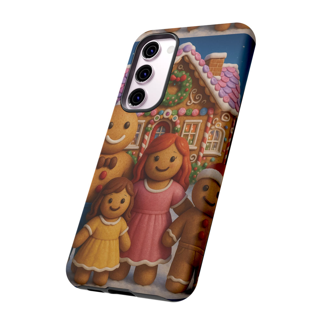Coque de téléphone esthétique Famille en Pain d'Épices – Design d'inspiration vintage sur le thème de Noël – Étui stylé pour modèles iPhone et Samsung Galaxy