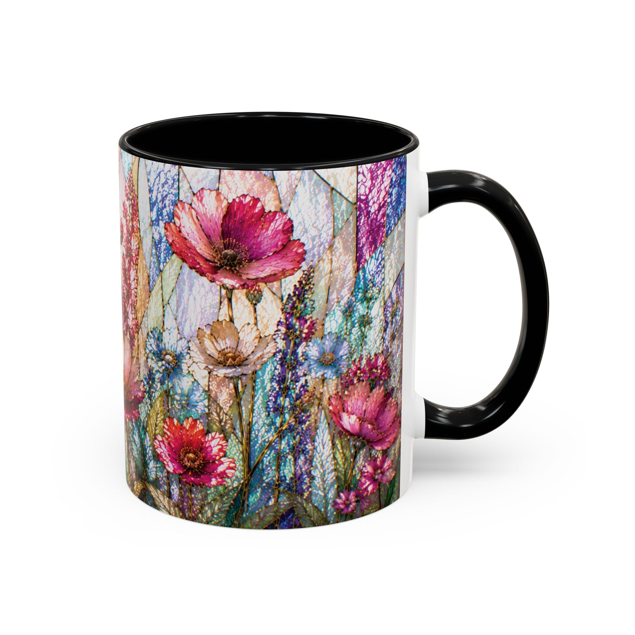 Wildflower Watercolor Coffee Mug Vibrant Wildflower Accent 11/15oz Stain Glass Illusion