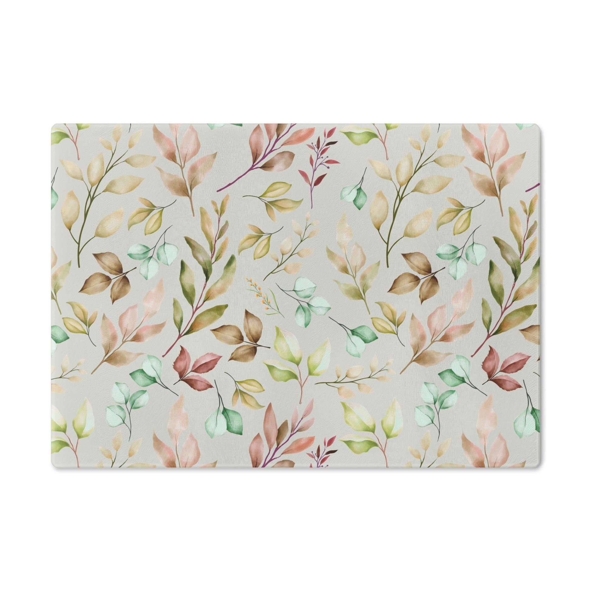 Pastel Leaves Cutting Board Floral Tempered Glass Cutting Board Durable Kitchen Decor with Elegant Design, Housewarming, New House Gift - MRSBYVALLE