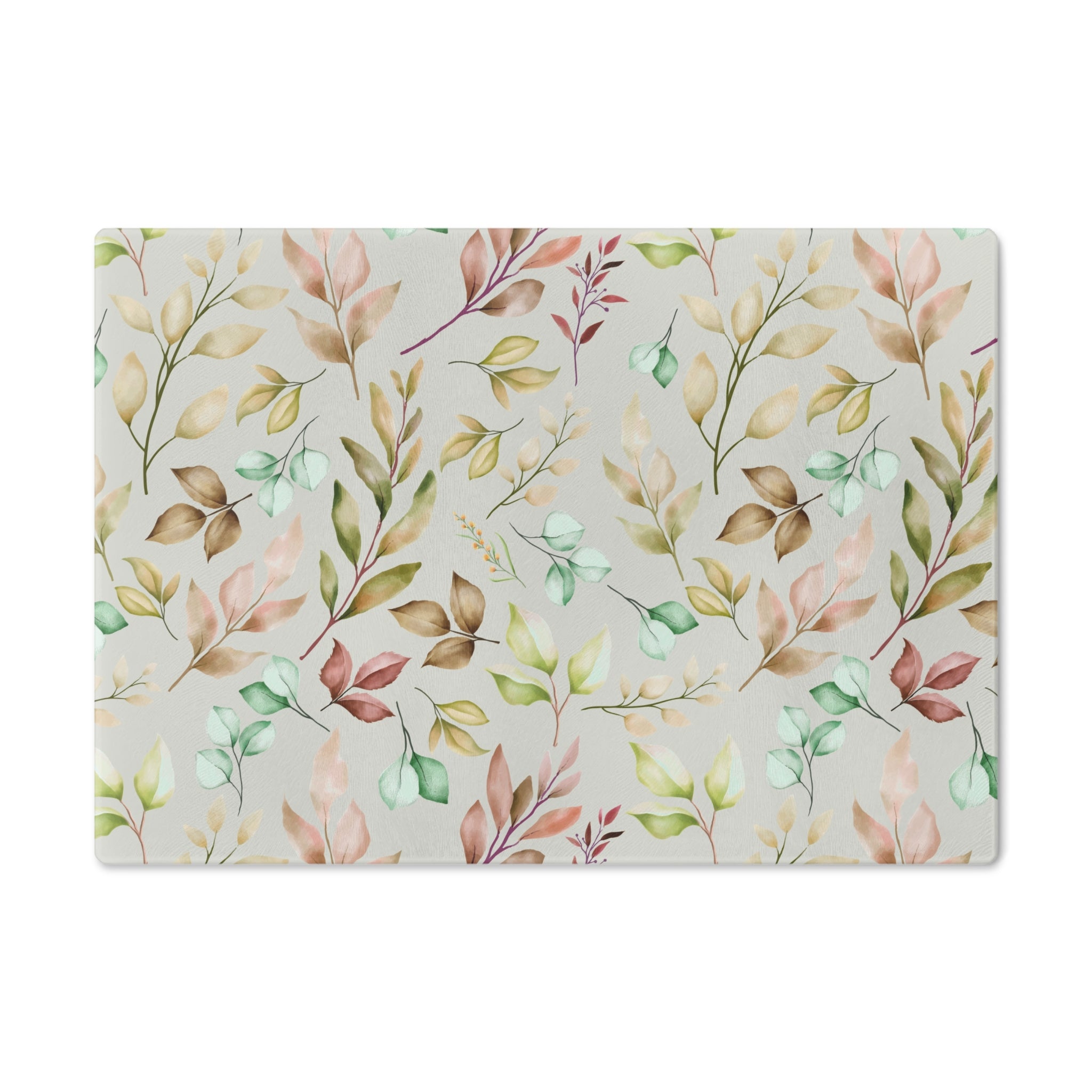 Pastel Leaves Cutting Board Floral Tempered Glass Cutting Board Durable Kitchen Decor with Elegant Design, Housewarming, New House Gift - MRSBYVALLE