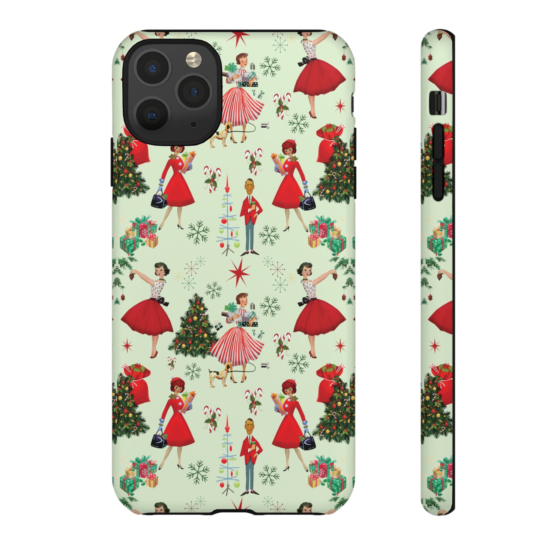 1950s Vintage Phone Case - Retro Christmas Design | Unique Holiday Protection for Your Device | Stylish & Durable Cover Gift for Her Phone 15, Samsung iPhone Samsung Accessory Gift for Her