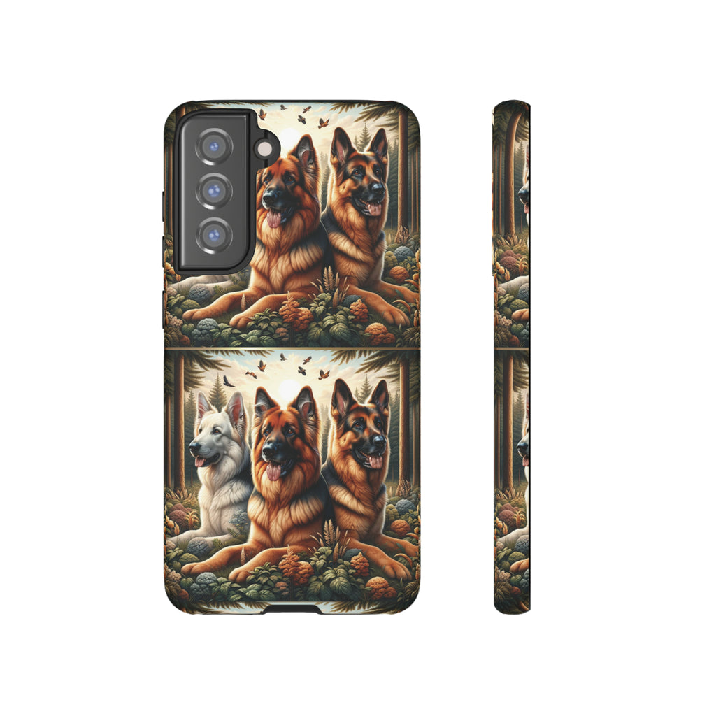 German Shepherd Phone Tough Case Floral Elegant Durable Dog Lover Devices iPhone 15, Samsung iPhone Samsung Accessory Gift for Her.