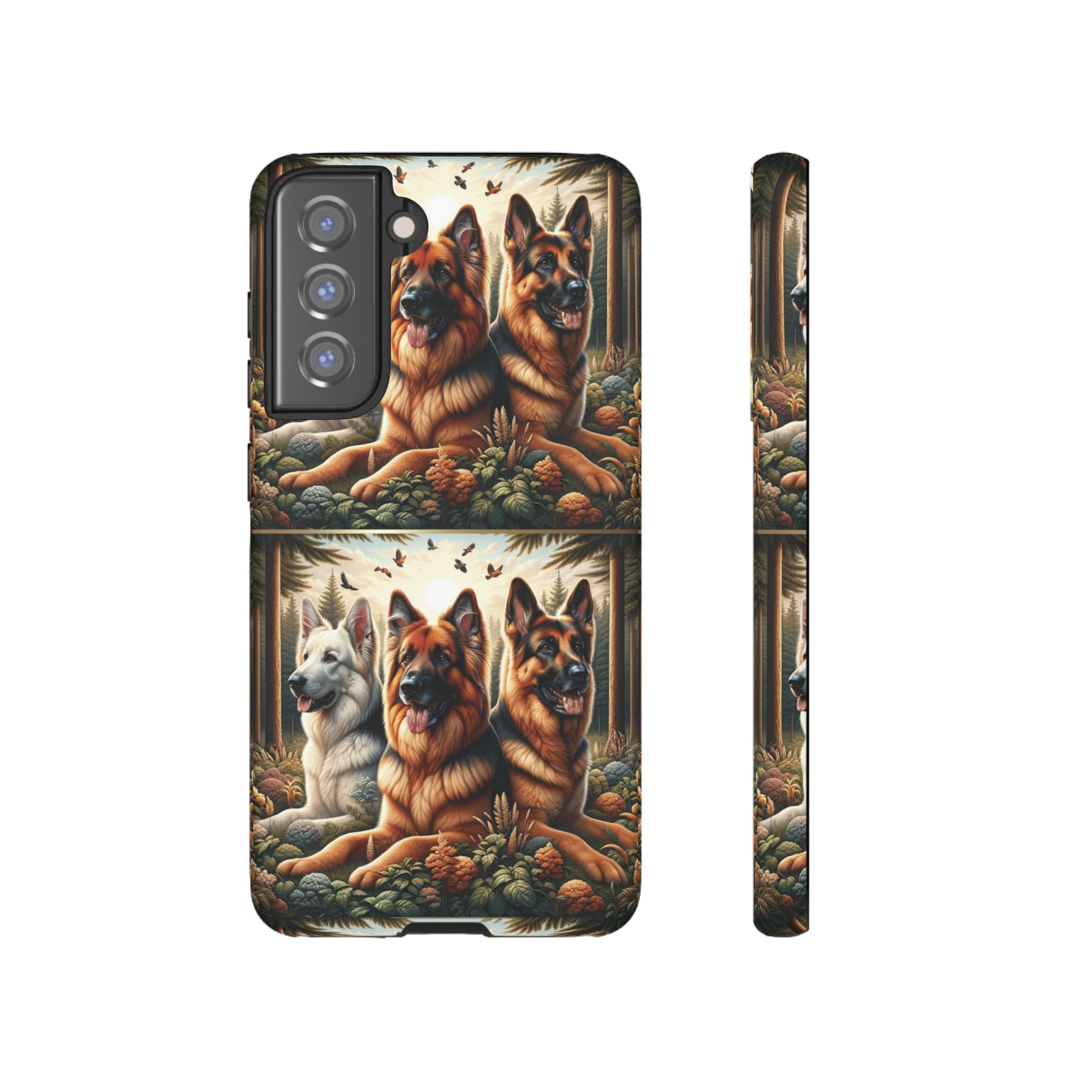 German Shepherd Phone Tough Case Floral Elegant Durable Dog Lover Devices iPhone 15, Samsung iPhone Samsung Accessory Gift for Her.