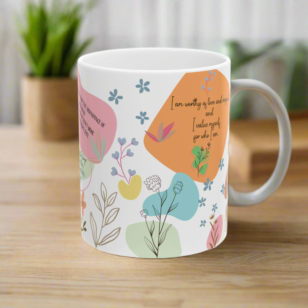 Daily Motivation Mug Positive Affirmations Ceramic Coffee Mug (11oz, 15oz) – Uplifting Quote Cup for Confidence, Mindfulness & Self-Care Gift Her