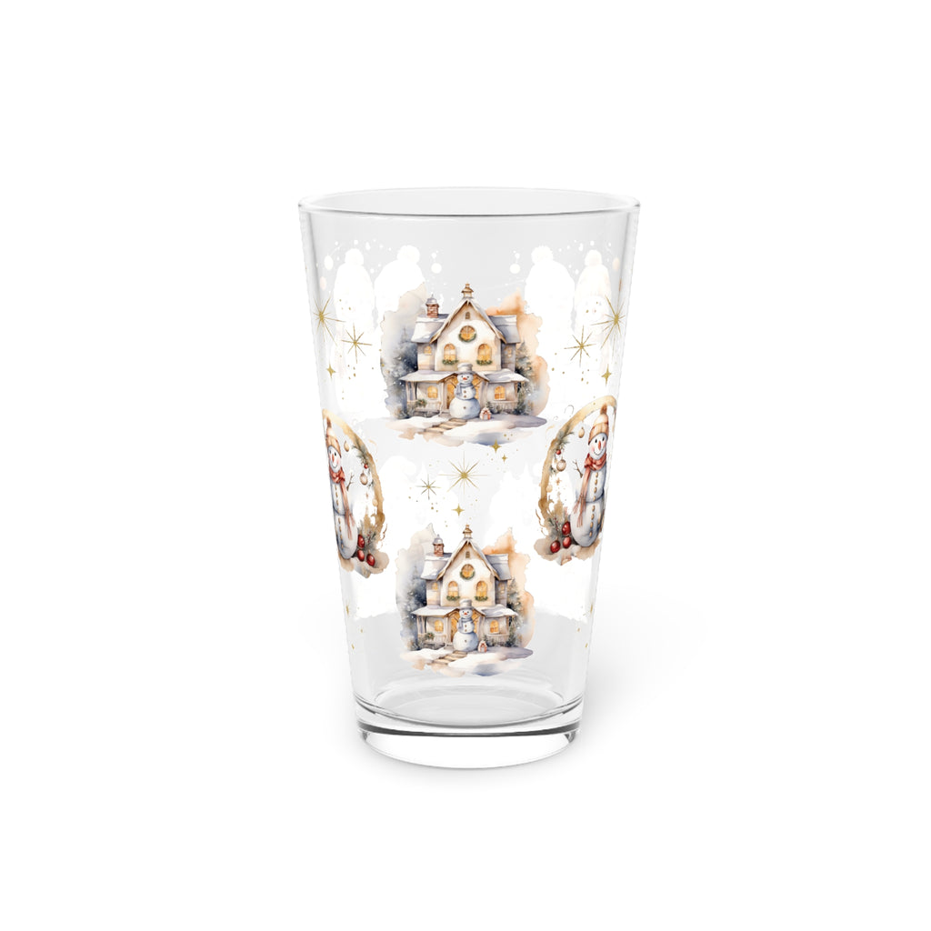 Watercolor Snowman 16oz Pint Glass Festive Holiday Drinkware for Christmas Winter Celebrations Perfect Gift for Beer Lovers Home Entertaining Elegant Perfect for Parties - MRSBYVALLE