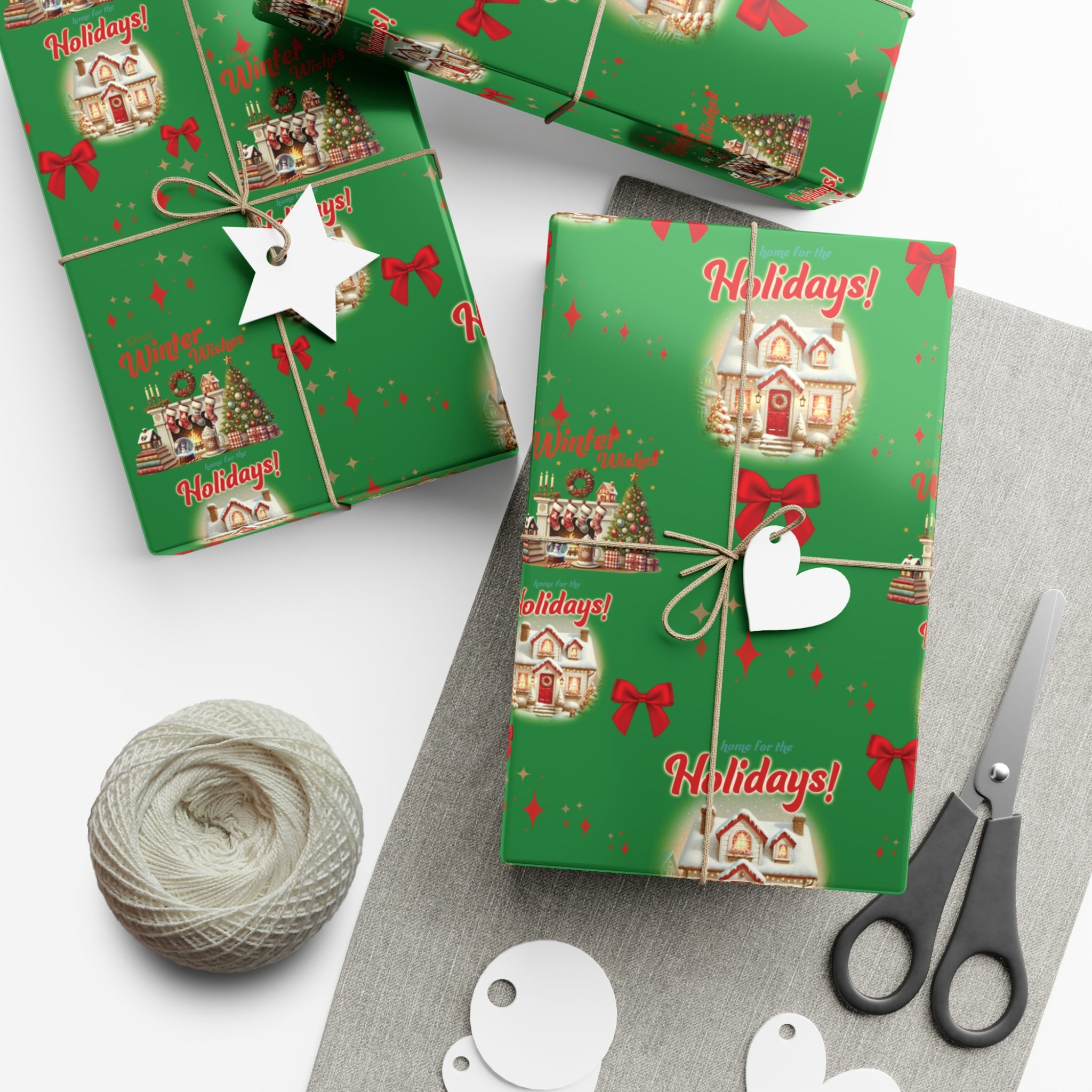 Retro Christmas Scenes Wrapping Paper - Forest Green Holiday Gift Wrap with Vintage Vibes, Perfect for Festive Presents, Nostalgic Holiday Decor, and Gift Wrapping Premium Quality - MRSBYVALLE