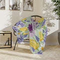 Plaid à fleurs lavande et jaunes – Doux et confortable, motif botanique pour lit, canapé ou coin lecture, cadeau parfait pour les amoureux de la nature et pour rafraîchir la maison