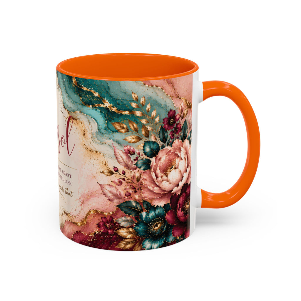 Personalized Name Mug for Women, Inspirational Color Handle Coffee Mug, 11 oz or 15 oz Gift for Her