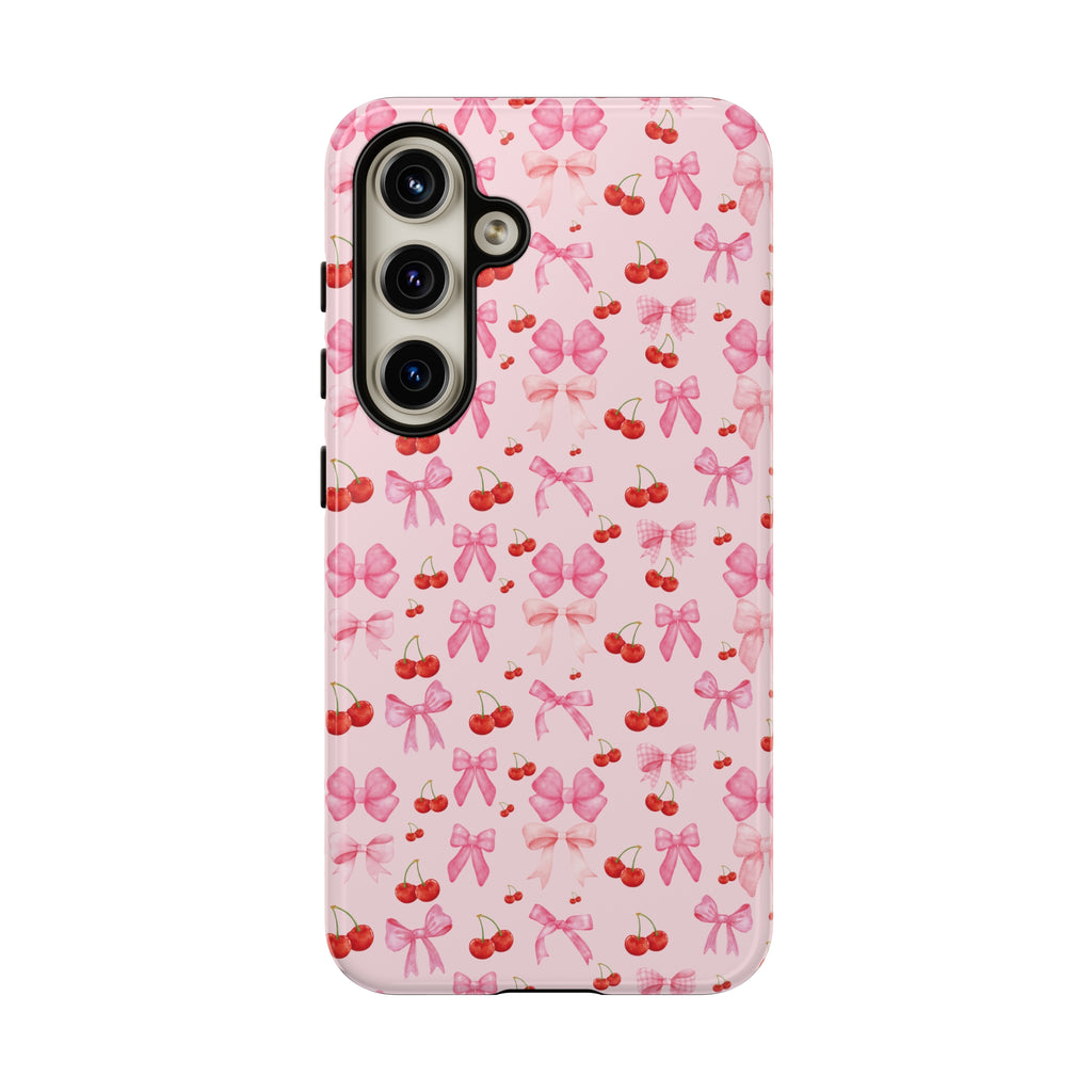 Coquette phone case Cherry Coquette Ribbon Bow iPhone Case Fruity, Girly Gift for Her Phone 15, Samsung iPhone Samsung Gift for Her Case iPhone 15, Samsung iPhone Samsung Accessory Gift for Her.
