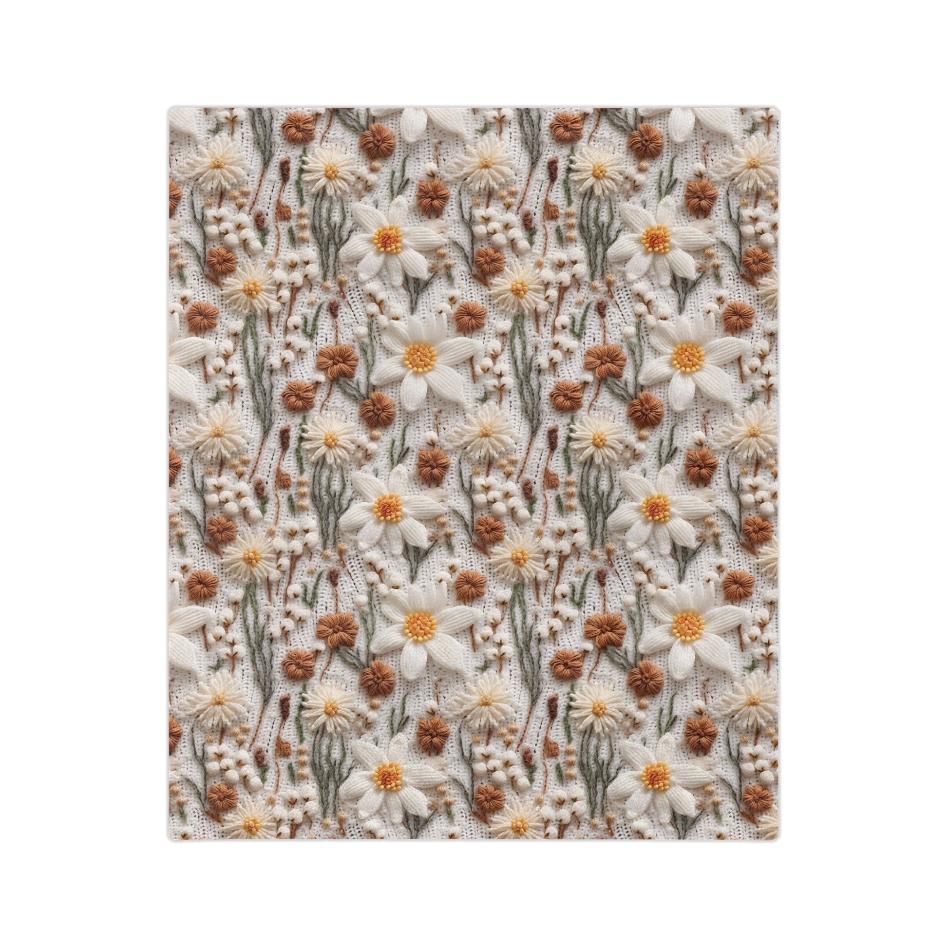 Wildflower Mirage Boho 3D Embroidery Illusion Minky Blanket Cozy Comfort Throw Ultra-Soft Microfiber Comfort Blanket, Perfect for Snuggling Decor, Cozy All-Season Warmth, Comfort Housewarming Gift Throw.