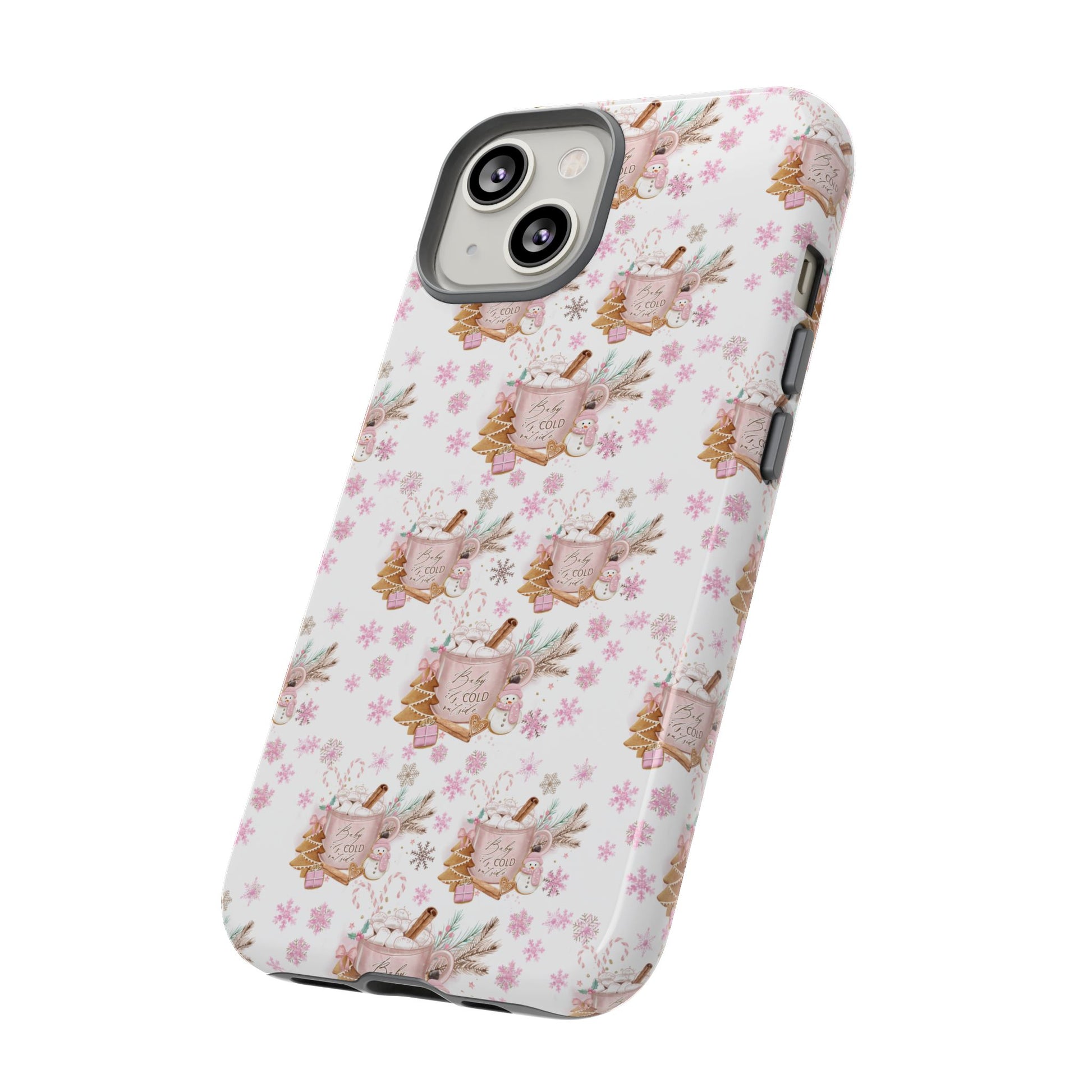 Baby it's Cold Outside Pink and White Phone Case Unique Holiday Protection for Your Device | Stylish & Durable Cover Gift for Her Phone 15, Samsung iPhone Samsung Accessory Gift for Her