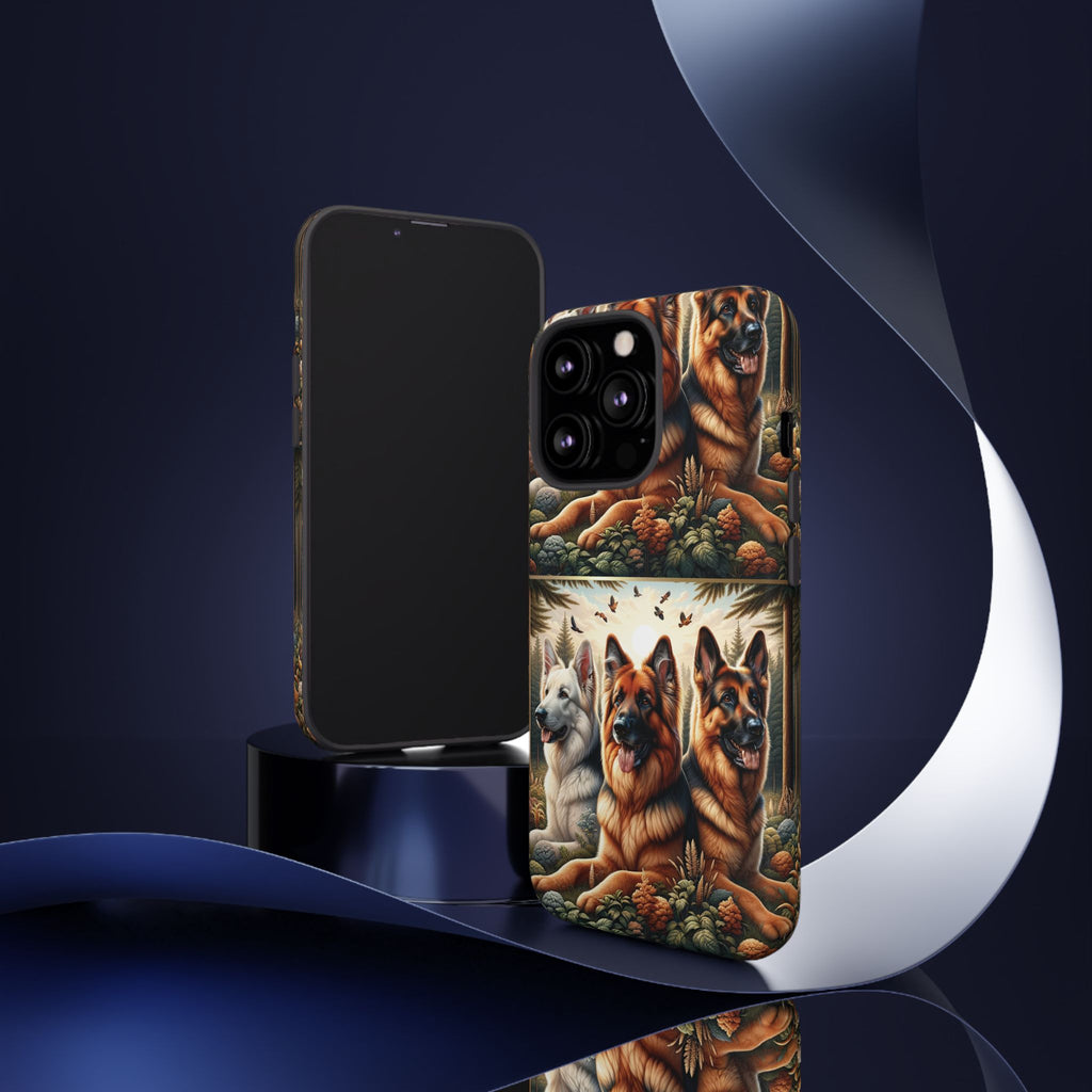German Shepherd Phone Tough Case Floral Elegant Durable Dog Lover Devices iPhone 15, Samsung iPhone Samsung Accessory Gift for Her