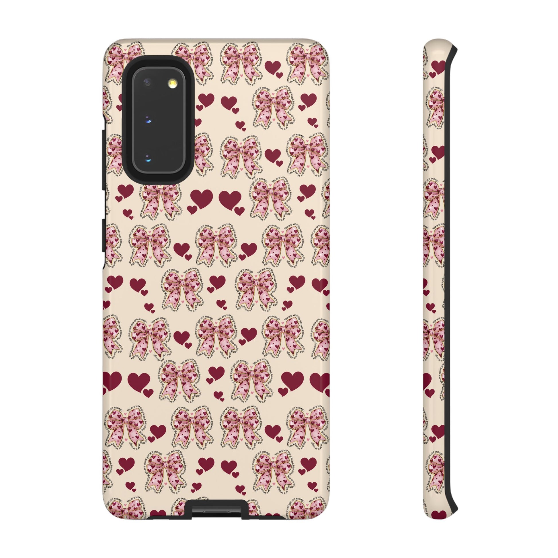 Charming Hearts & Pink Bows Phone Case Stylish & Durable Protection for Your Device | Scratch-Resistant, Slim Fit, and Lightweight Design for Everyday Use for iPhone & Android | Fresh Nature-Inspired Design!