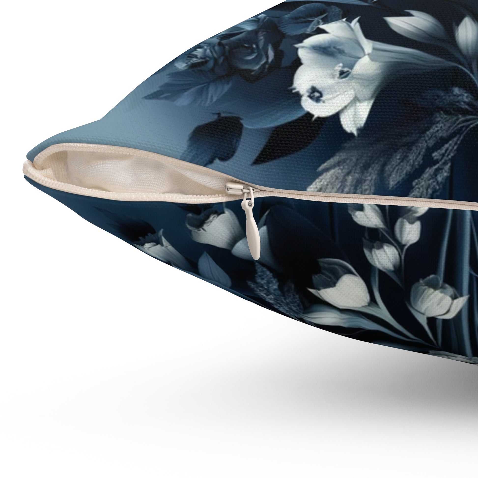 Navy 3D Floral Illusion Pillow Cover: Luxurious Square Cushion Case for Elegant Home Living Room Decor Enhancement Decor Comfort for Living Room, Bedroom or Housewarming Gift New House, Bridal Shower Gift.