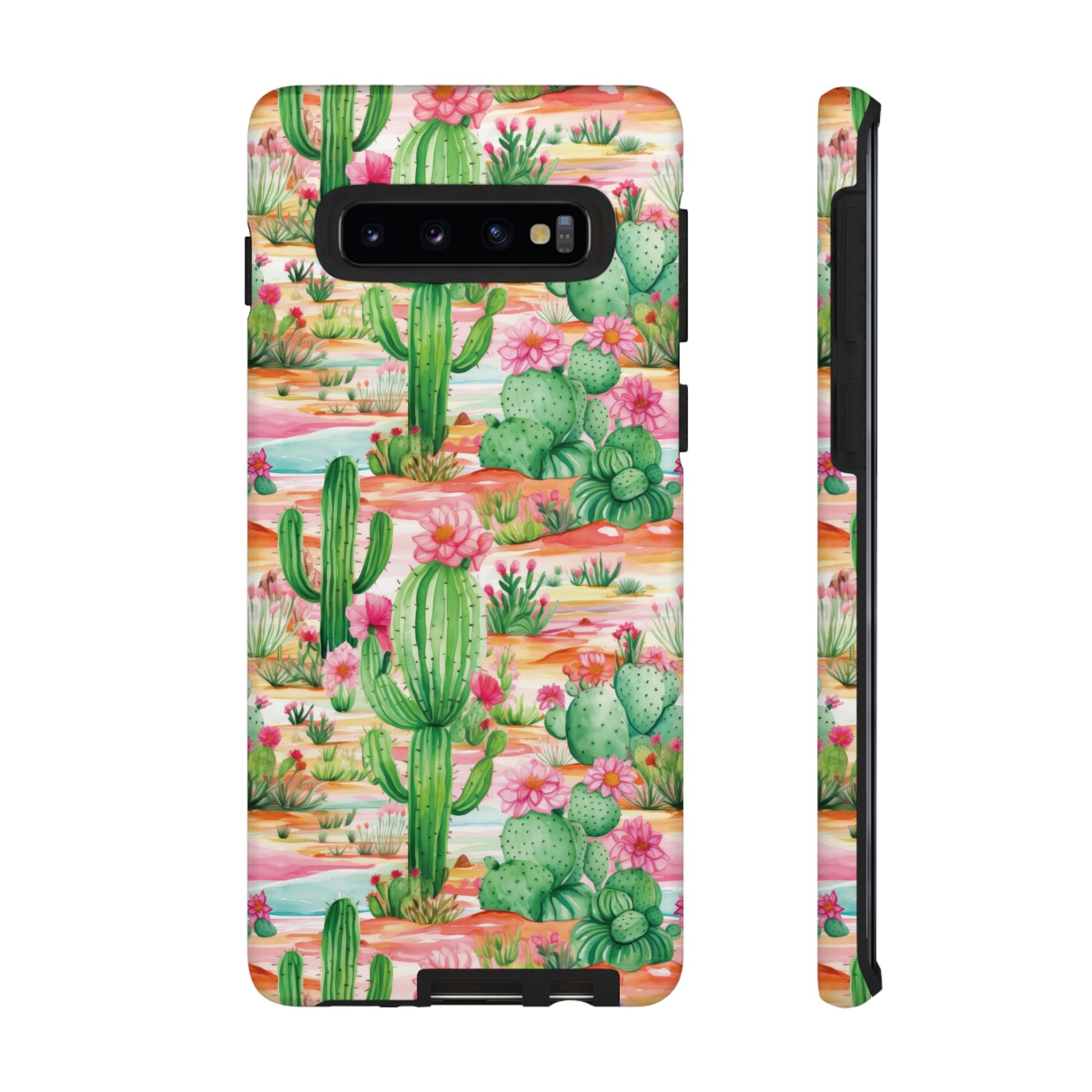 Pink and Mint Green Cactus Phone Case - Tough, Stylish Cover with Cactus Flowers | Durable Protection for iPhone & Android | Fresh Nature-Inspired Design!