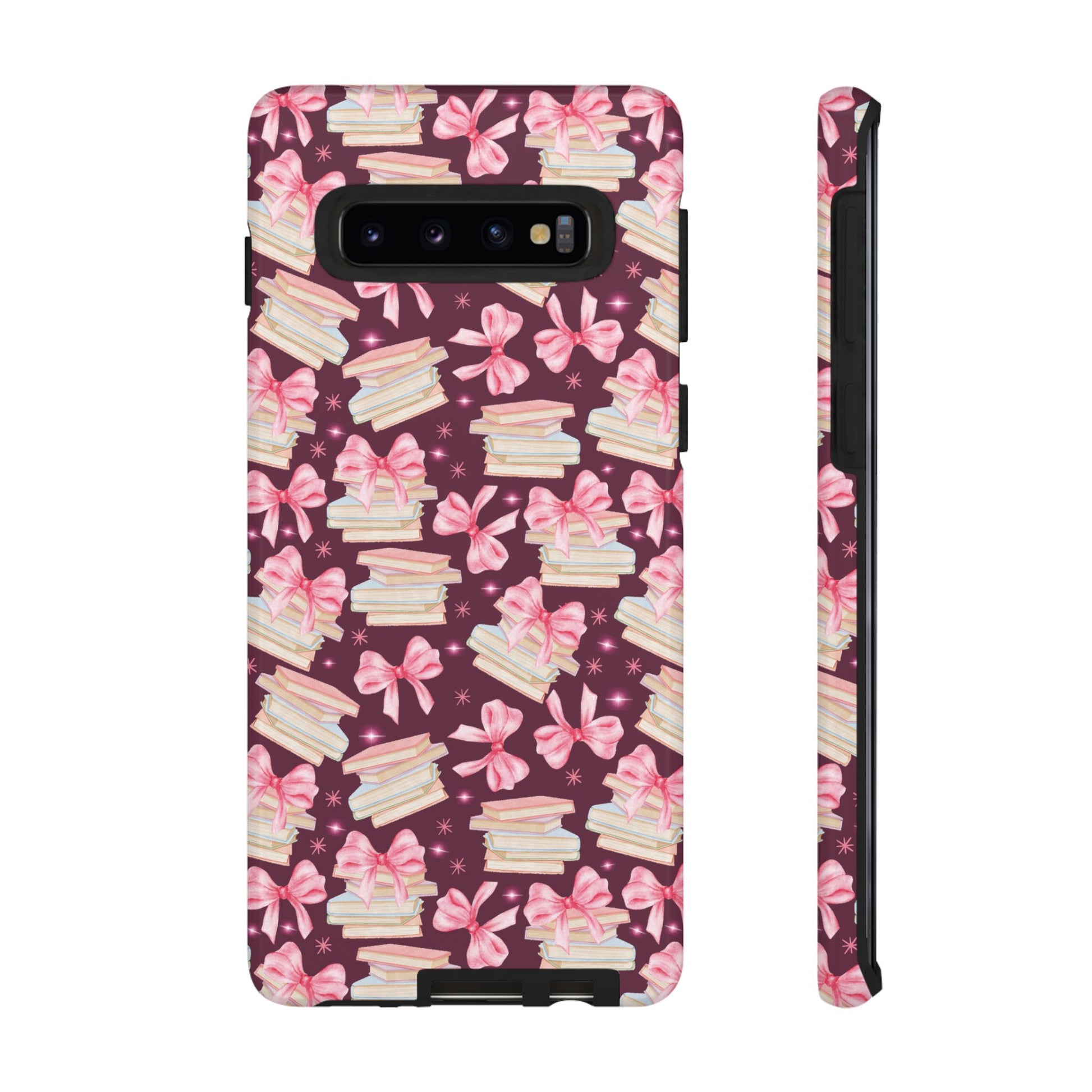 Coquette Pink Bows & Books Phone Case for iPhone 16 15 14 13 12  21 23 Samsung, and Pixel | Stylish Protective Cover Gift for Her Perfect for Floral Lover