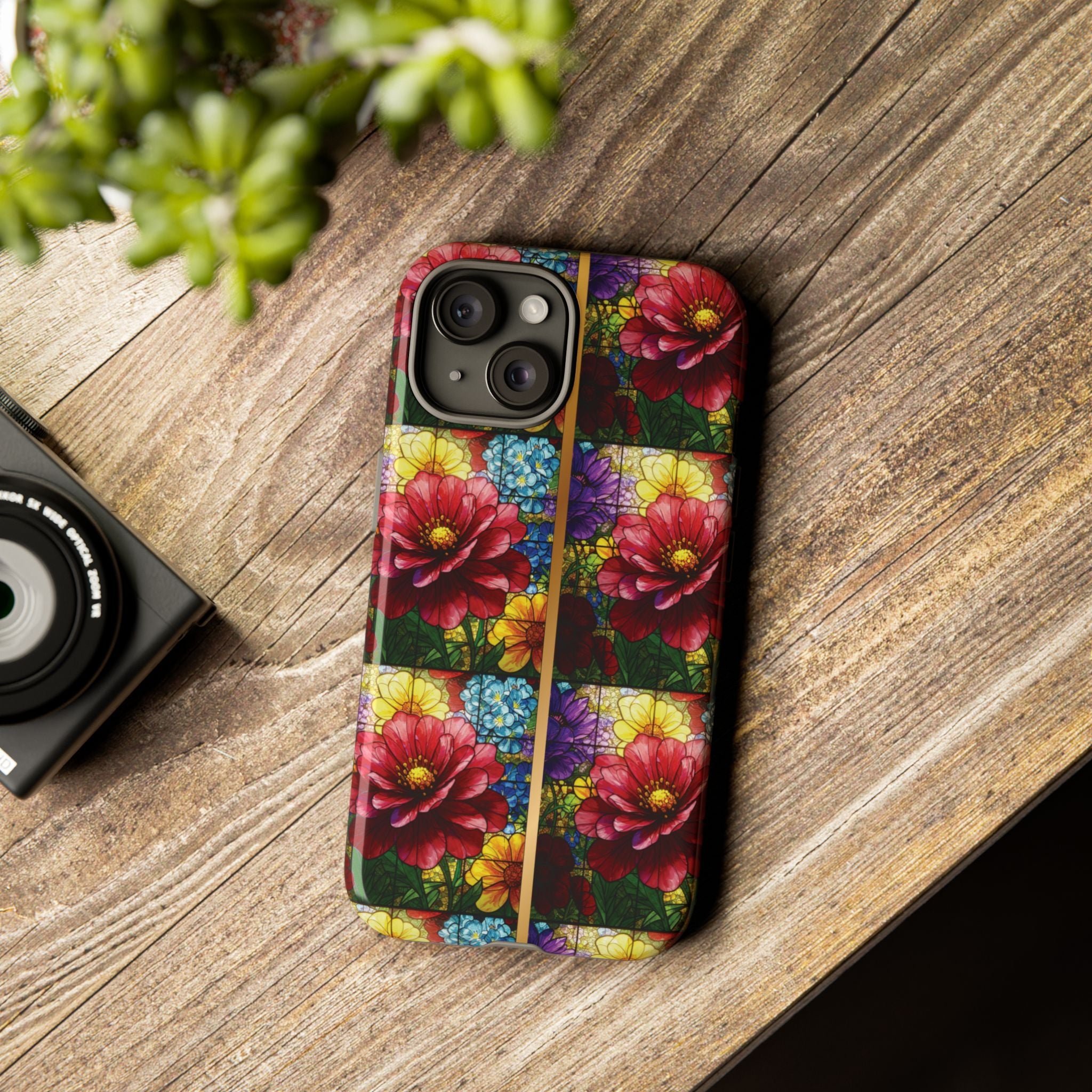 Stained Glass Illusion Floral Phone Case  3D Colorful Flower Design, Protective Christian Gift, Fits iPhone, Samsung, Google Pixel