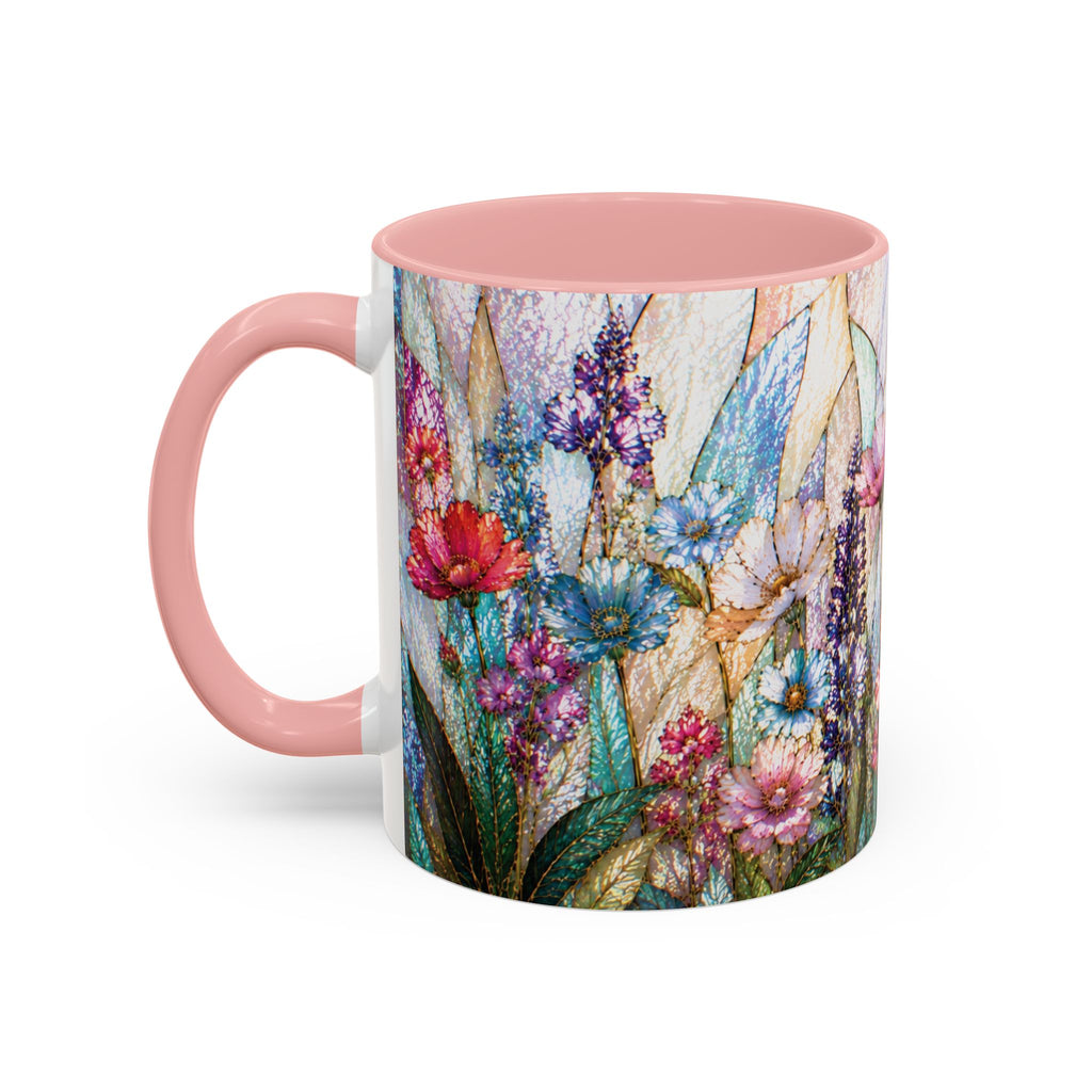 Wildflower Watercolor Coffee Mug Vibrant Wildflower Accent 11/15oz Stain Glass Illusion