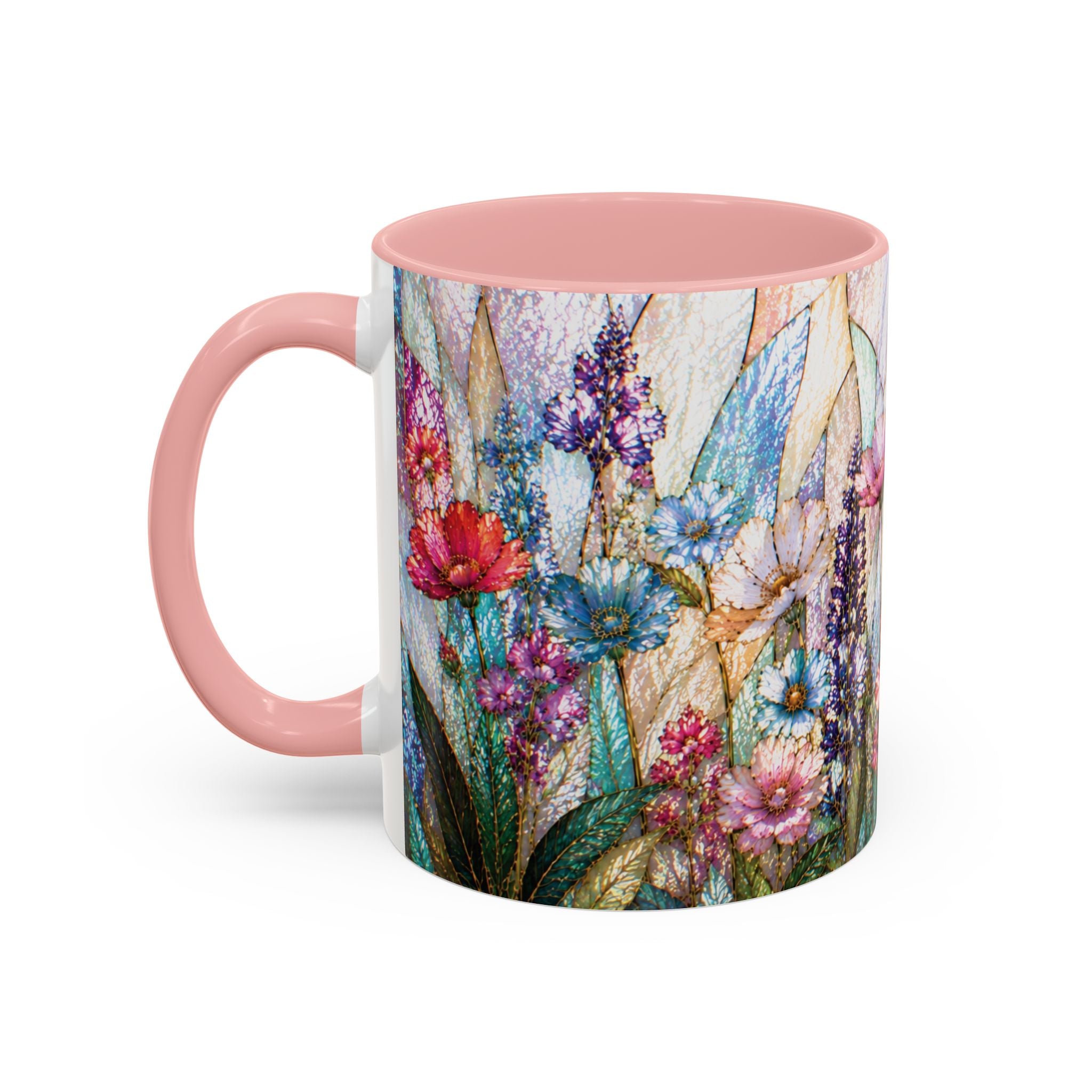 Wildflower Watercolor Coffee Mug Vibrant Wildflower Accent 11/15oz Stain Glass Illusion