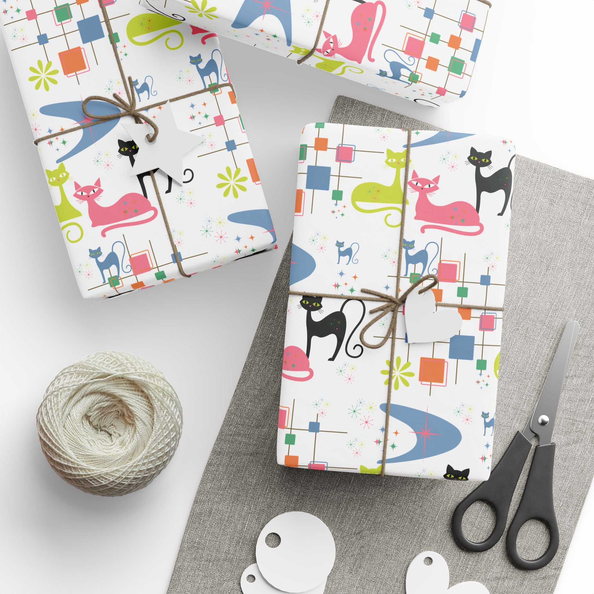 Atomic Kitty Retro Wrapping Paper — Retro Cat Gift Wrap