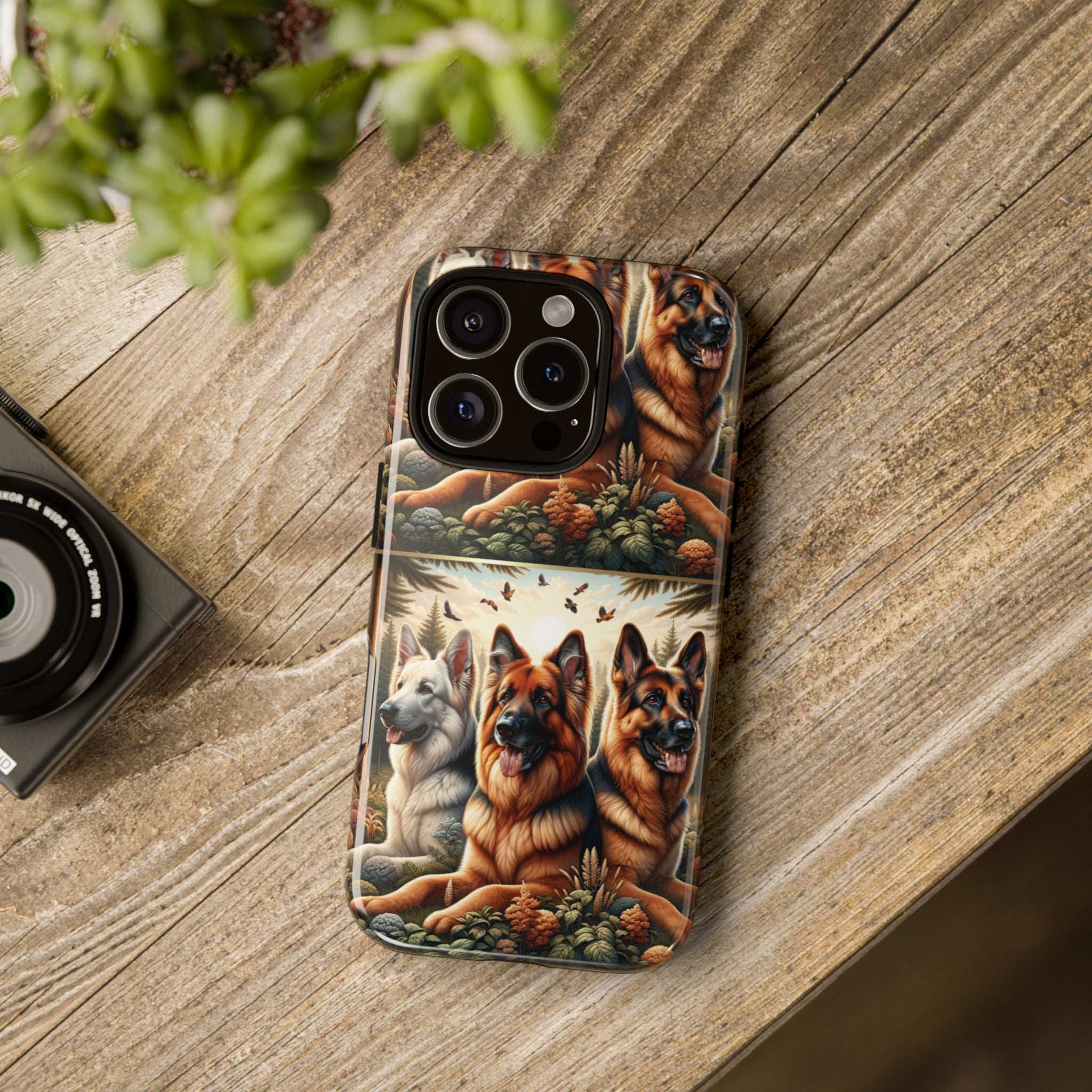 German Shepherd Phone Tough Case Floral Elegant Durable Dog Lover Devices iPhone 15, Samsung iPhone Samsung Accessory Gift for Her
