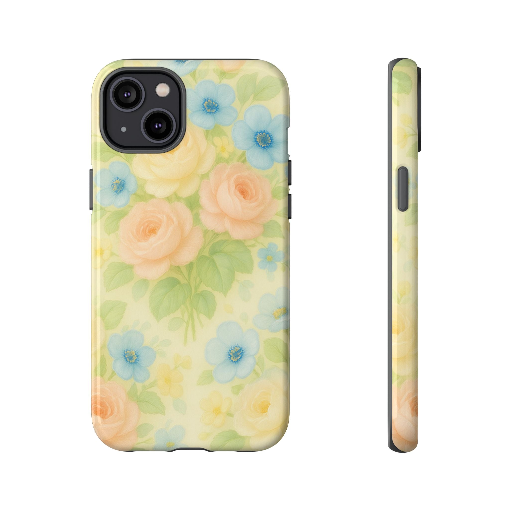 Pastel Yellow Vintage Floral Phone Case  Romantic Cottagecore Aesthetic, Soft Botanical Design, Protective Gift for Her, Fits iPhone & Samsung Models