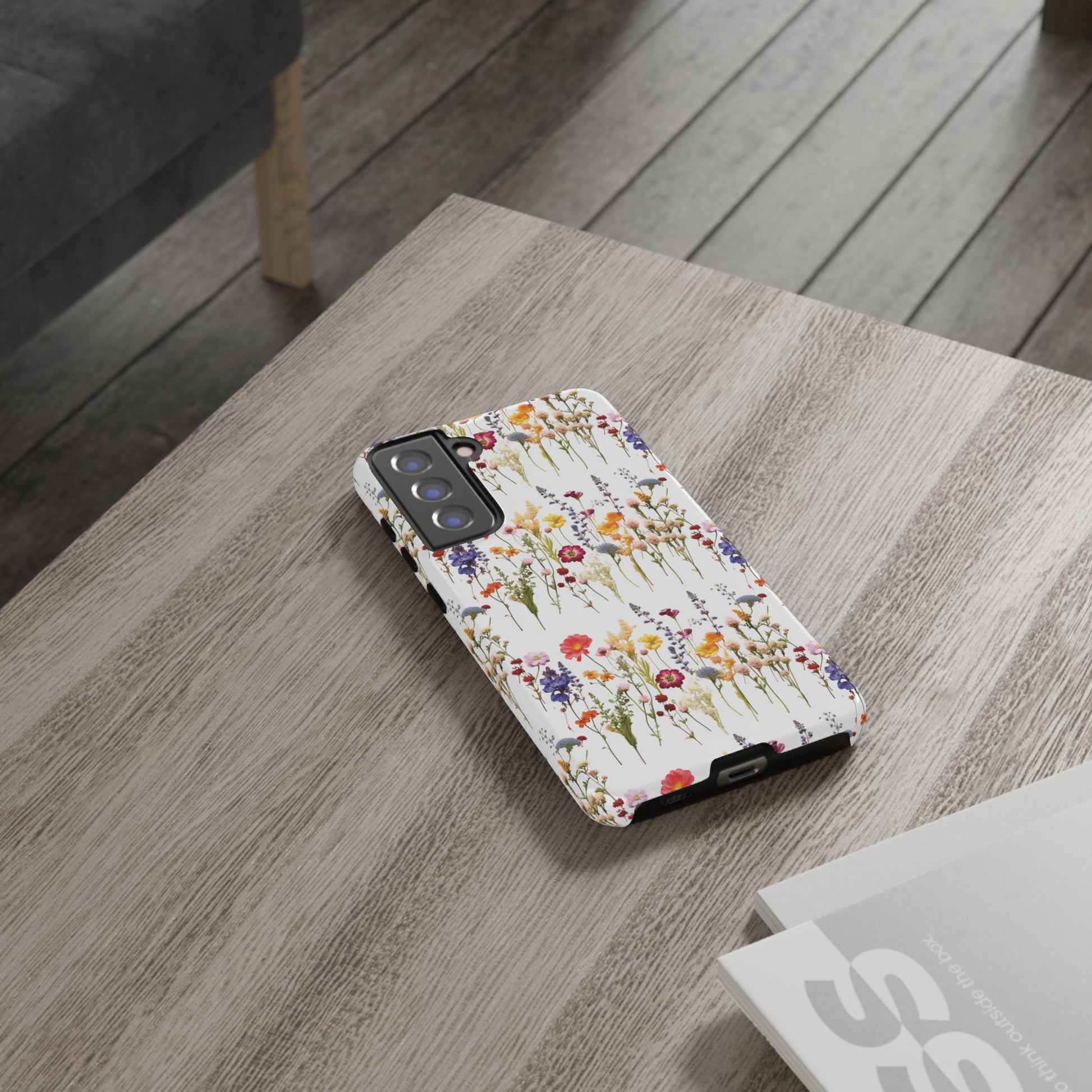 White Best Phone Case Press Flowers Floral 3D Illusion Luxury Tough Case Floral Elegant Durable Stylish for Modern Devices iPhone 17, 16, 15, Samsung iPhone Samsung Accessory Gift for Her