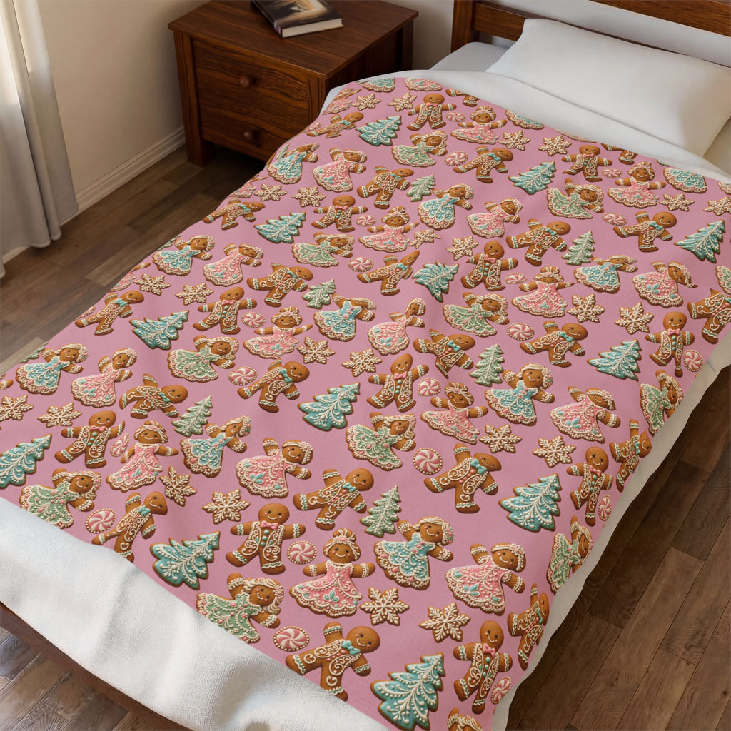 Gingerbread Holiday Velveteen Plush Blanket