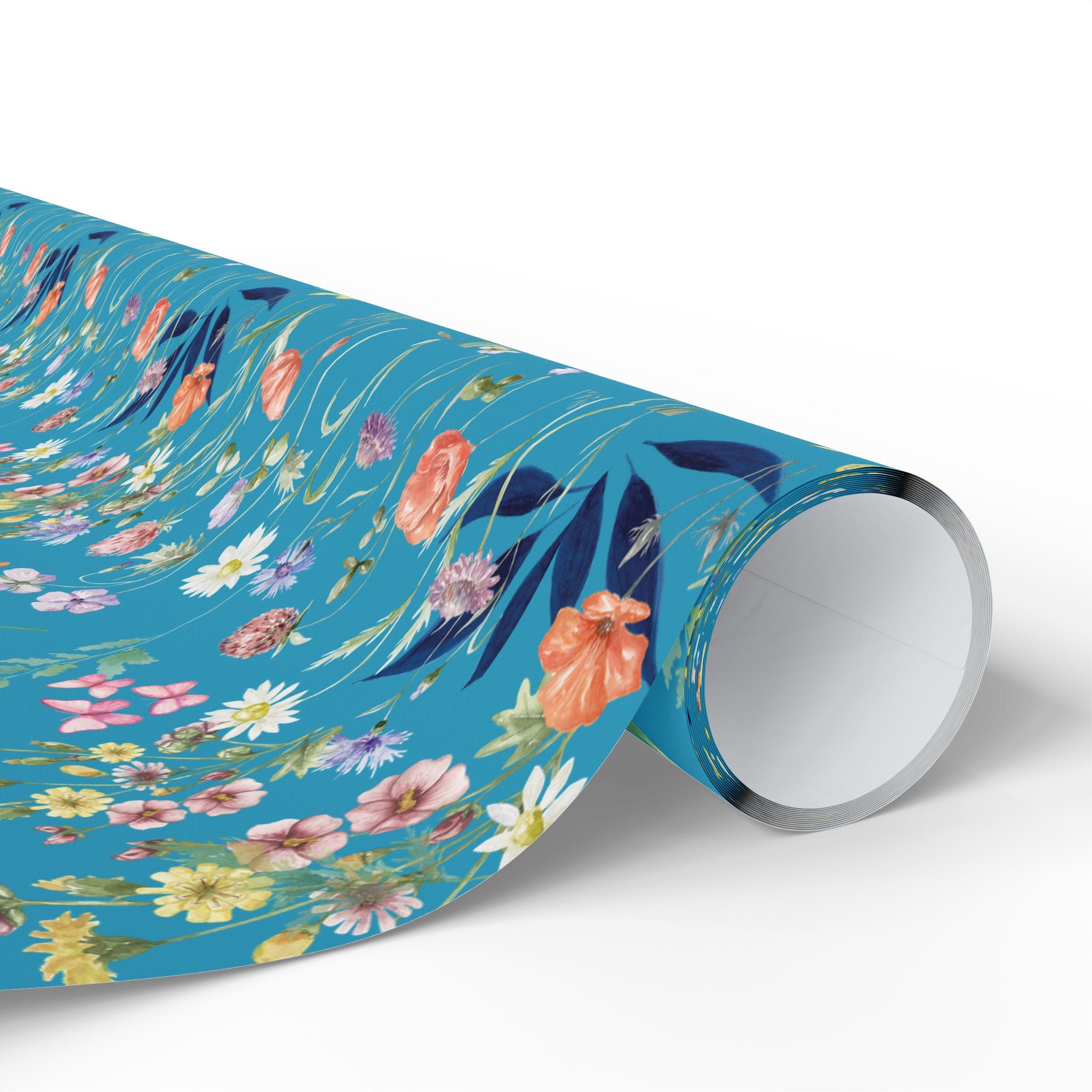 Turquoise Wildflowers Wrapping Paper Wedding, Birthdays