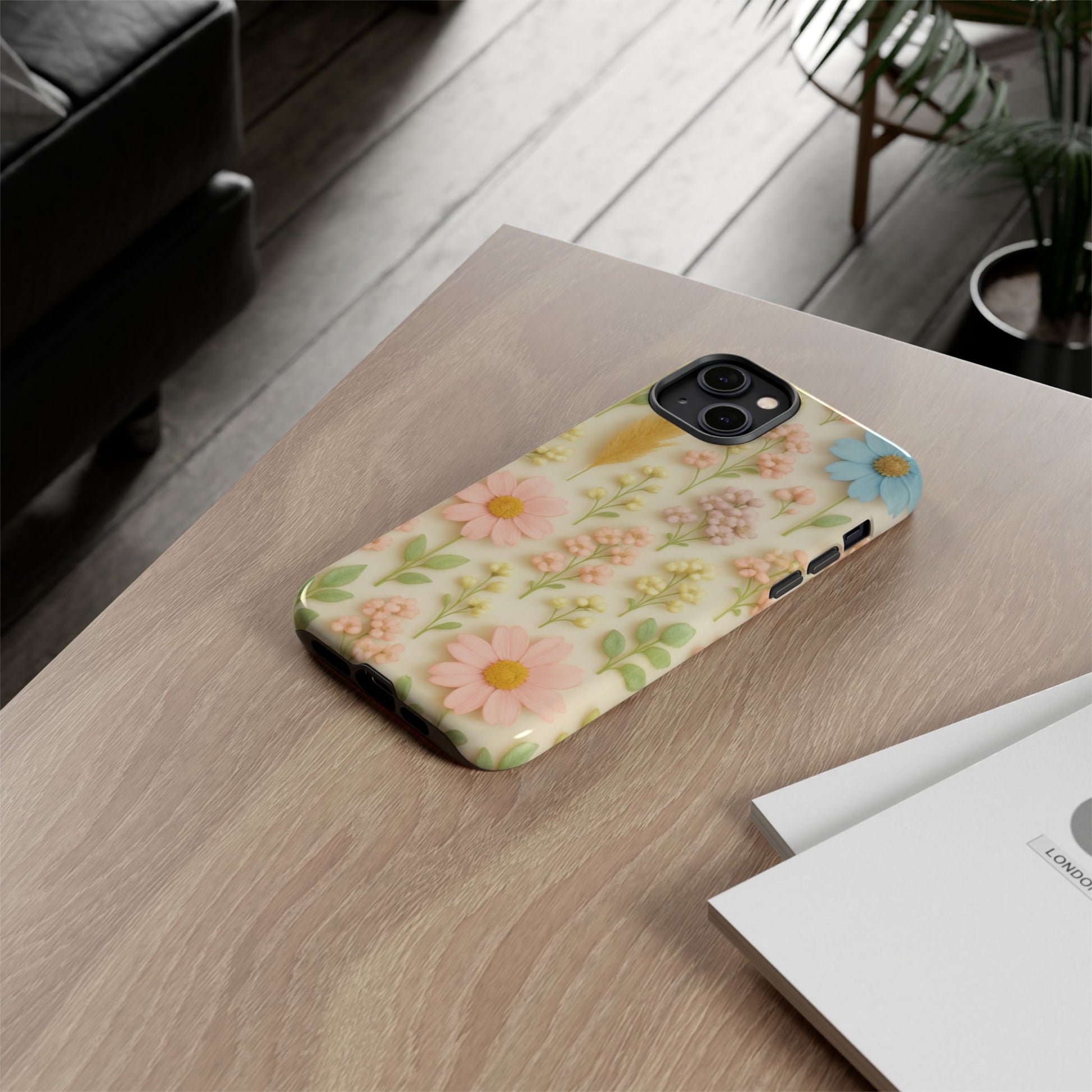Pastel Dried Flowers Illusion Phone Case 3D Realistic Pressed Floral Design, Bright Botanical Aesthetic, Soft Nature-Inspired CoveriPhone & Galaxy