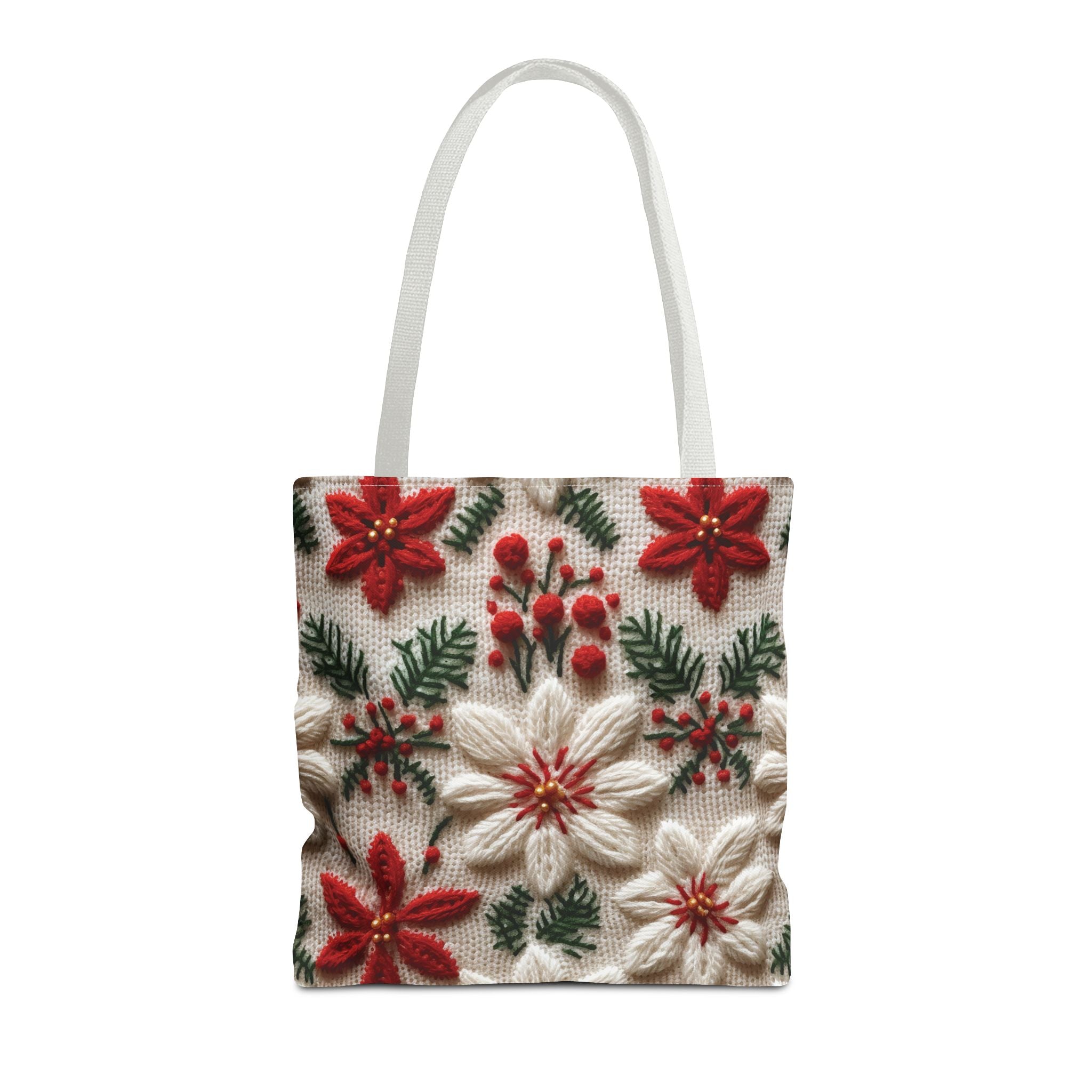 Festive Poinsettia Christmas Tote Stylish Holiday Bag for Shopping, Gifts, and Everyday Use - Durable, Reusable, and Perfect for Spreading Cheer This Holiday Season - MRSBYVALLE