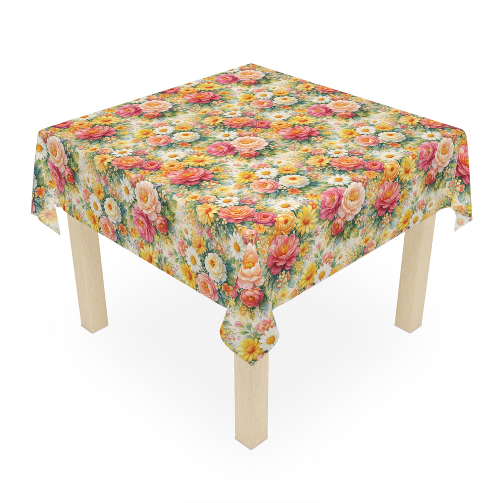 Nappe florale rose et jaune – Décor de table lumineux pour fête printanière