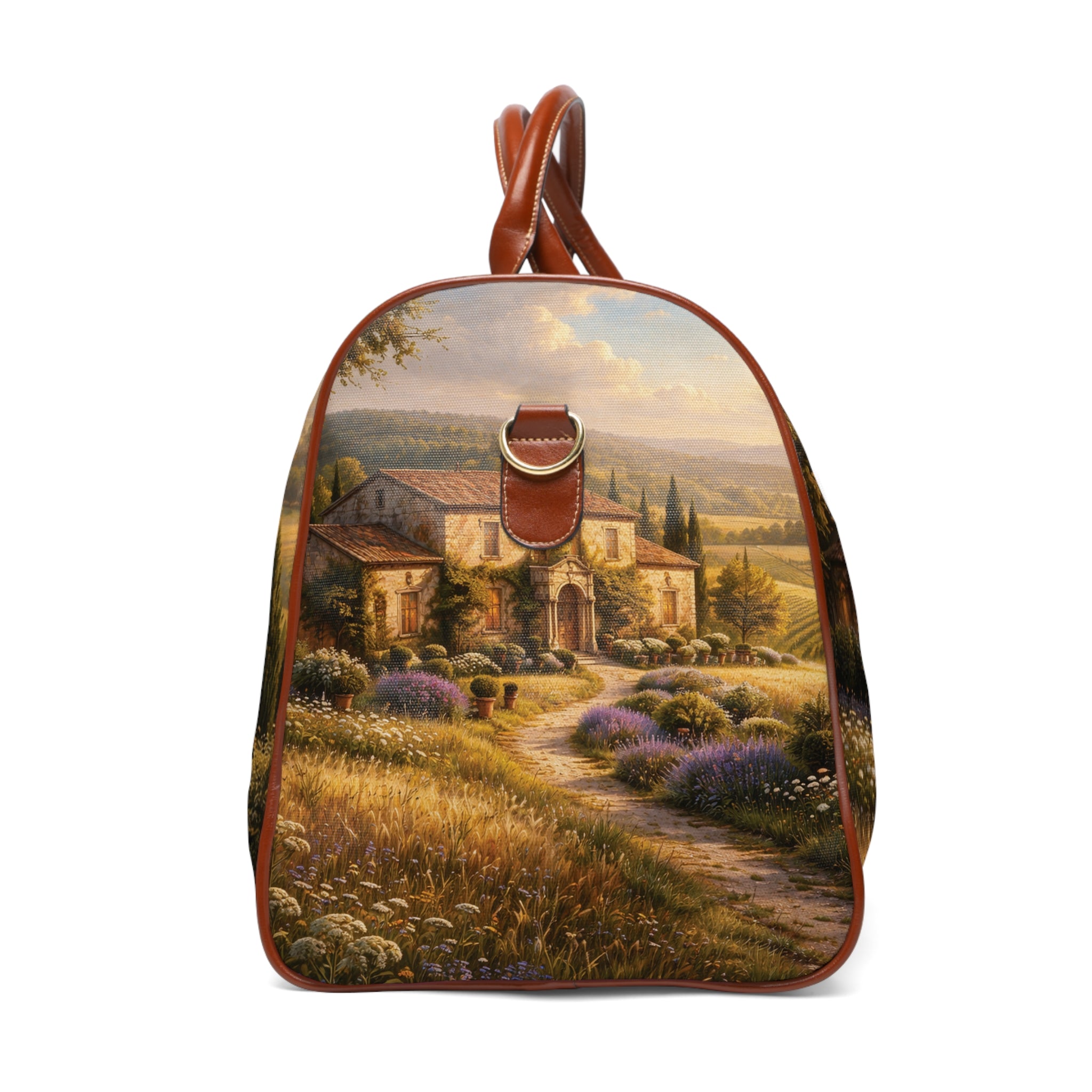 Golden Haven Farmhouse Landscape Weekend Travel Bag — Waterproof Luxe Travel Tote