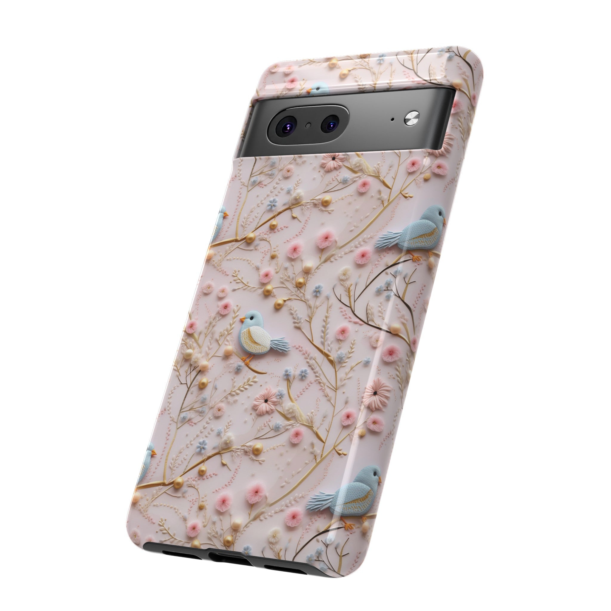 3D Birds Elegant Faux Flowers Phone Case Stylish & Durable for iPhone Samsung Gift iPhone 15, 14, 13 Samsung Pixel Gift for Mom Accessory Gift for Her