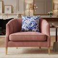 A square throw pillow featuring a classic blue and white floral porcelain-style print, shown against a plain white background.