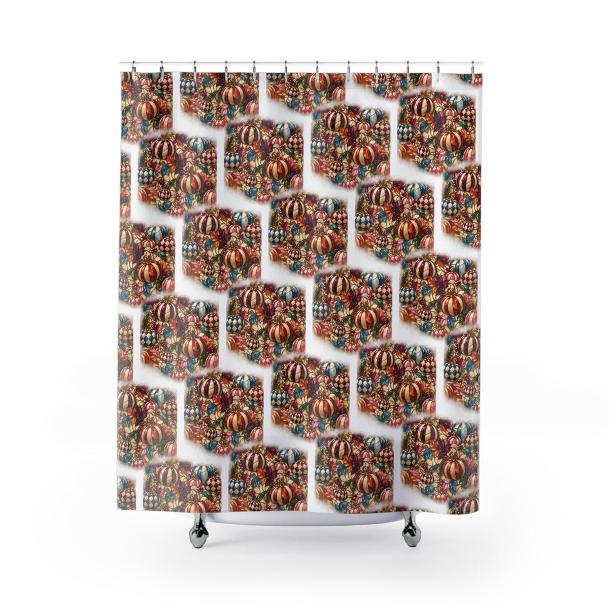 Pumpkin Stain Glass Faux Pattern Shower Curtain