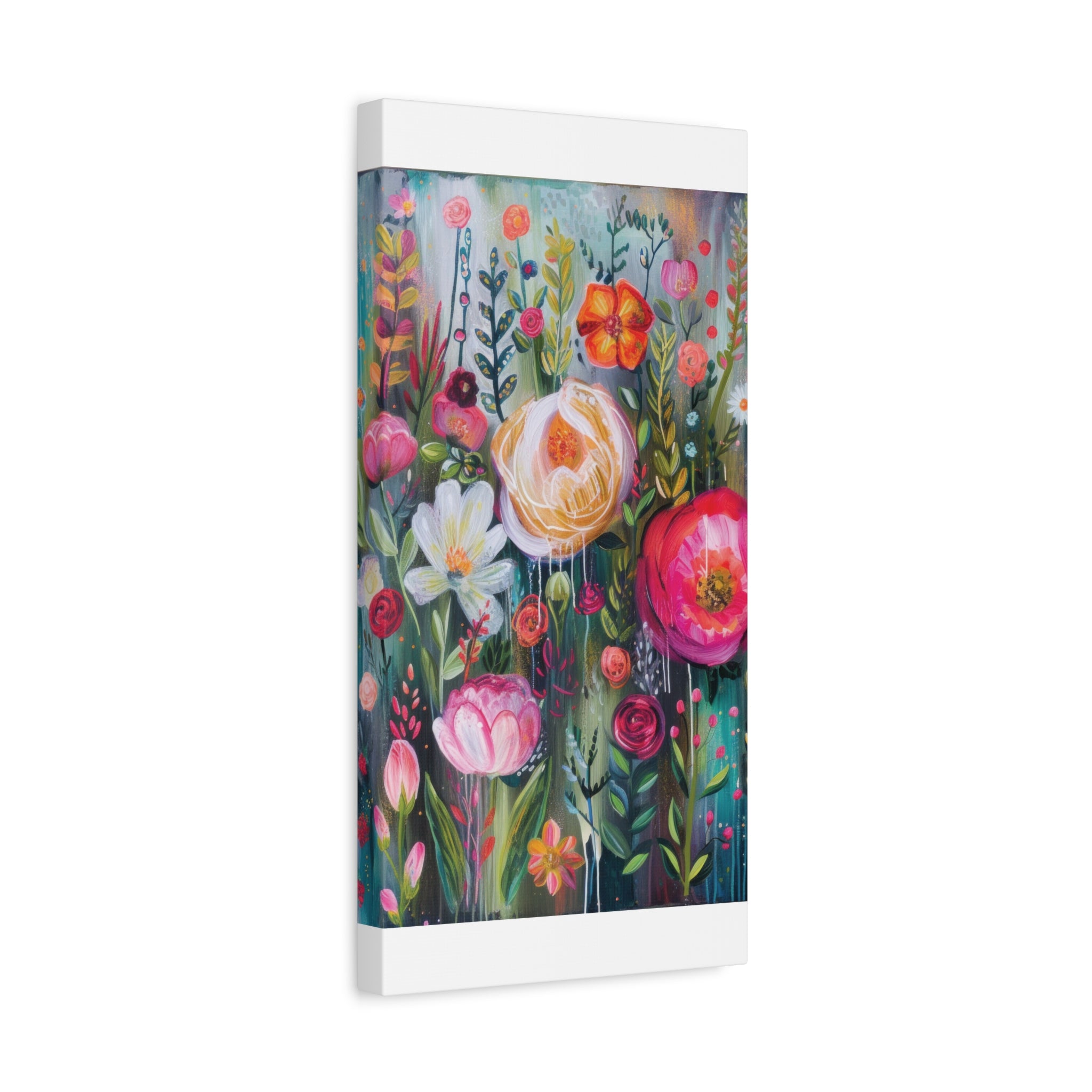 Watercolor Boho Floral Wall Art Matte Canvas Stretched, Vibrant Botanical Design, Perfect for Living Room, Bedroom, or Office Decor, Adds a Stylish Touch to Any Space - MRSBYVALLE