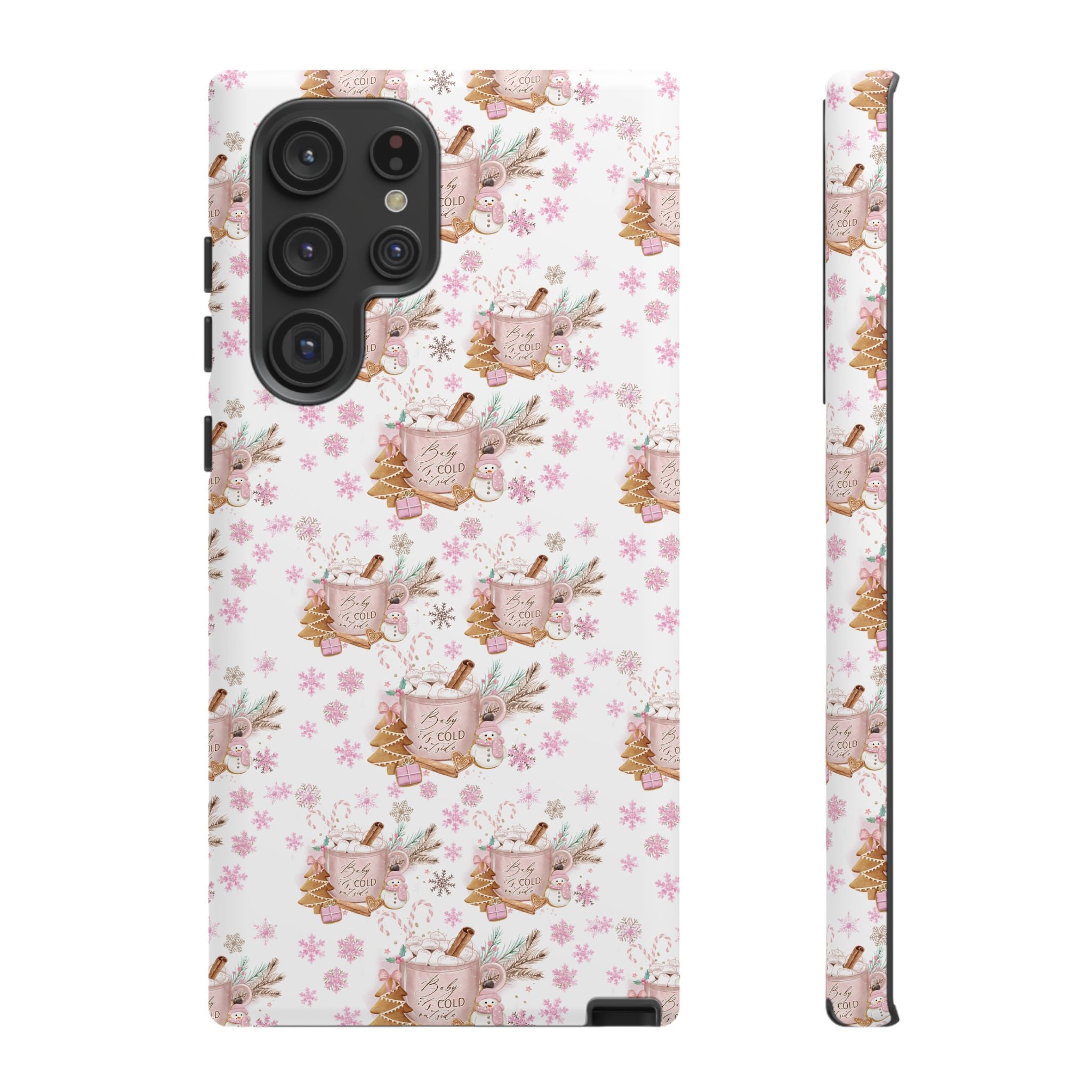 Baby it's Cold Outside Pink and White Phone Case Unique Holiday Protection for Your Device | Stylish & Durable Cover Gift for Her Phone 15, Samsung iPhone Samsung Accessory Gift for Her