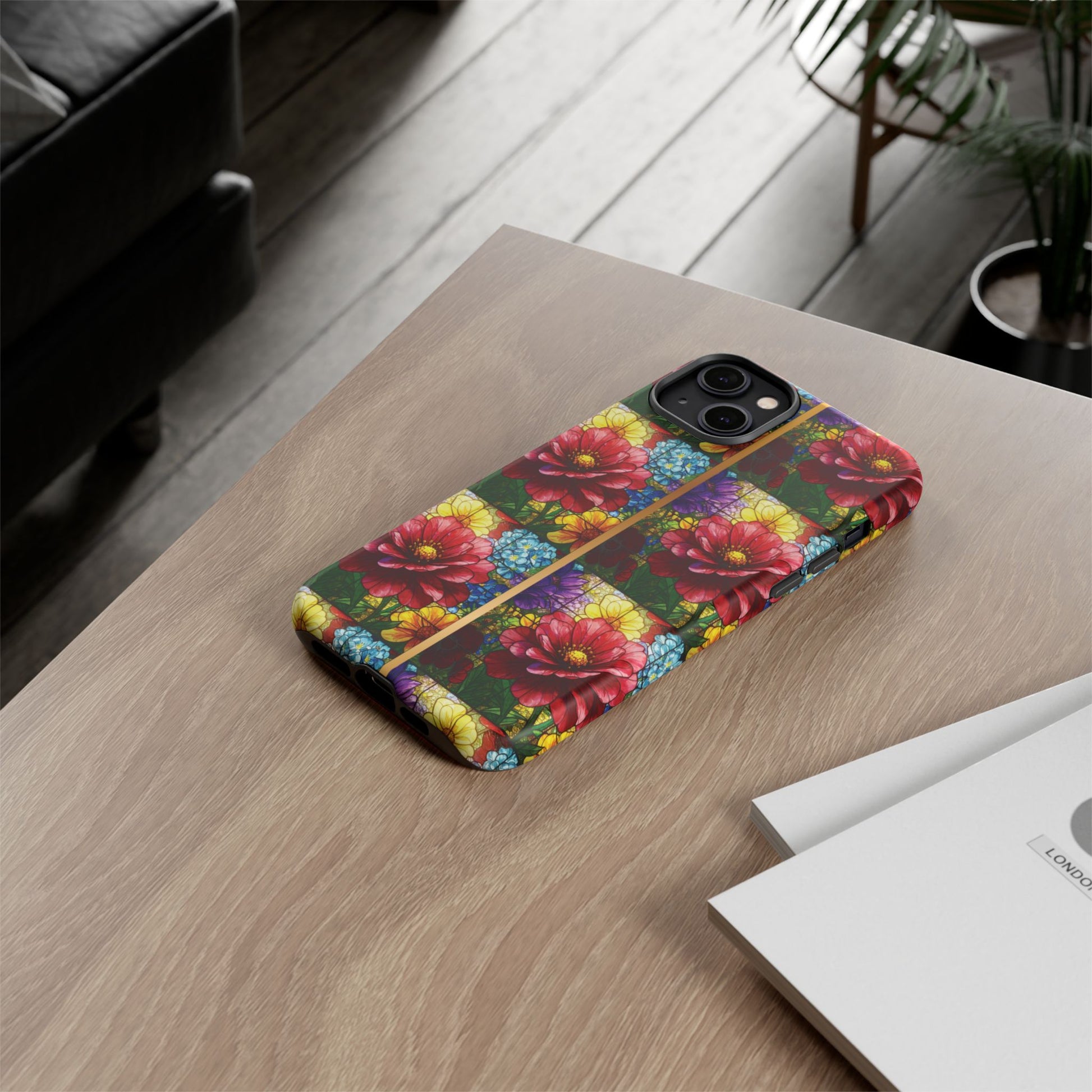 Stained Glass Illusion Floral Phone Case  3D Colorful Flower Design, Protective Christian Gift, Fits iPhone, Samsung, Google Pixel