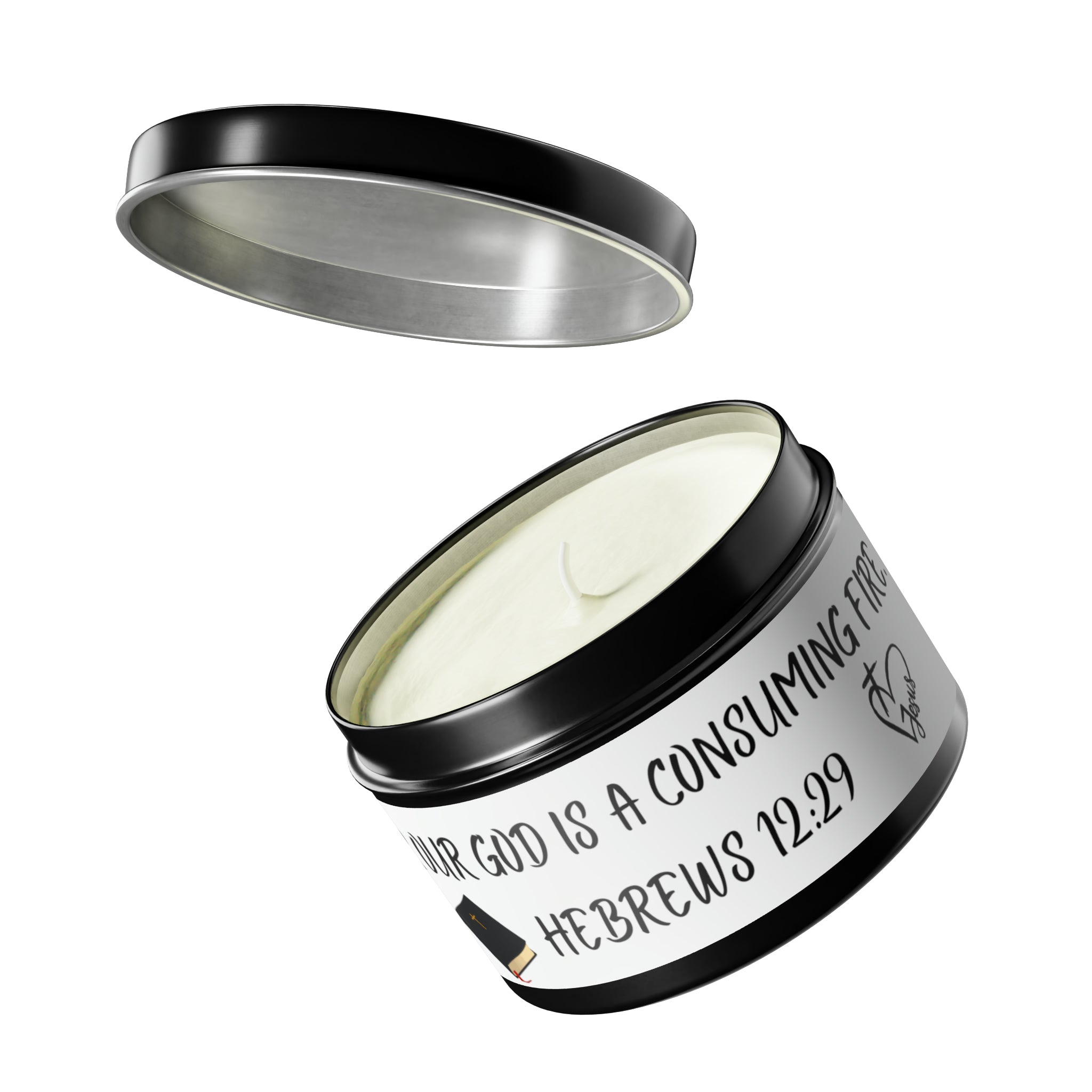 New House Sacred Light Divine Verse Tin Candles Embrace Peace with 4oz/8oz Coconut Soy Wax, Hand-Poured in USA. Lead-Free Wick, 20-40hr Burn. Evergreen, Vanilla, More. Spiritual Ambiance Awaits. Grace.