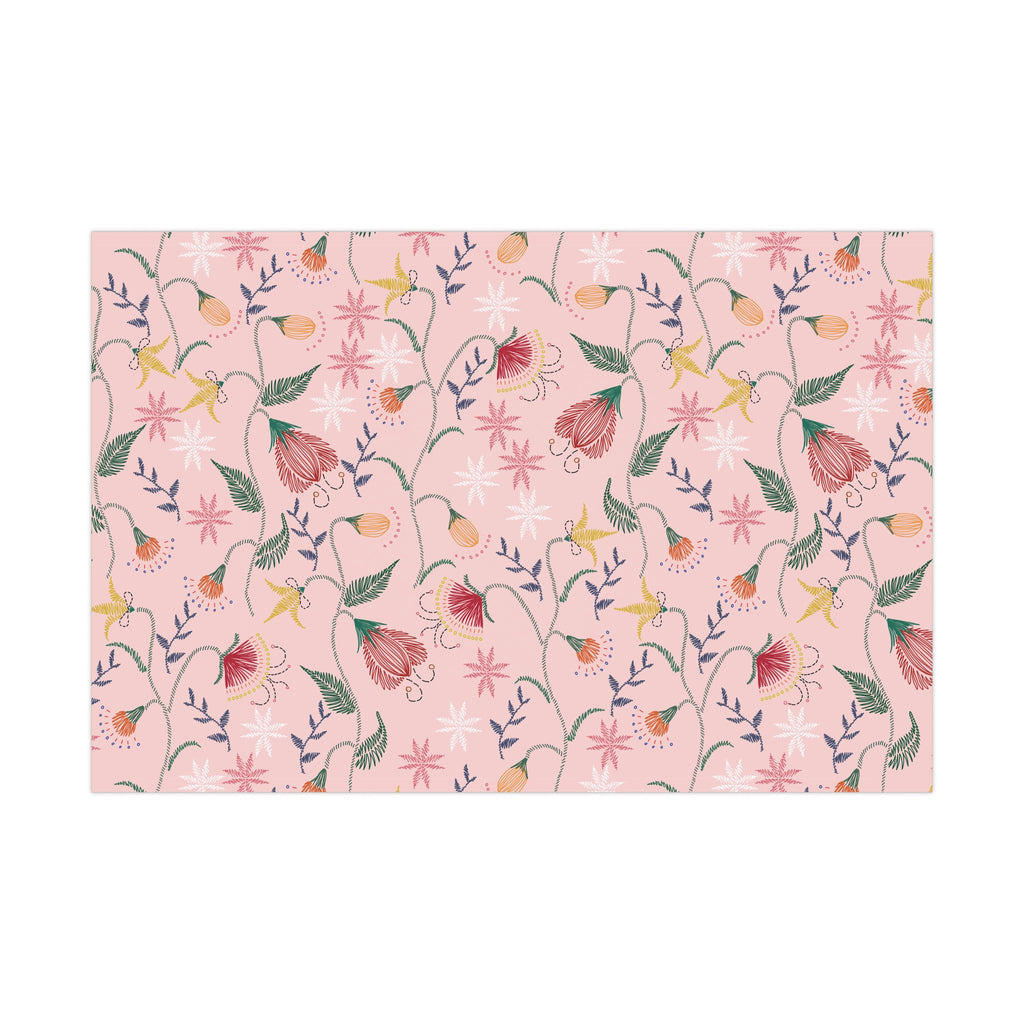 Pink Wildflowers Wrapping Paper Pink Bows Cherries Elegance Perfect for Gifts Weddings, Bridal Baby Showers All Occasion - MRSBYVALLE