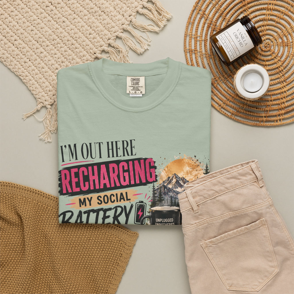 Recharging My Social Battery T-Shirt — Do Not Disturb Camping Graphic Tee