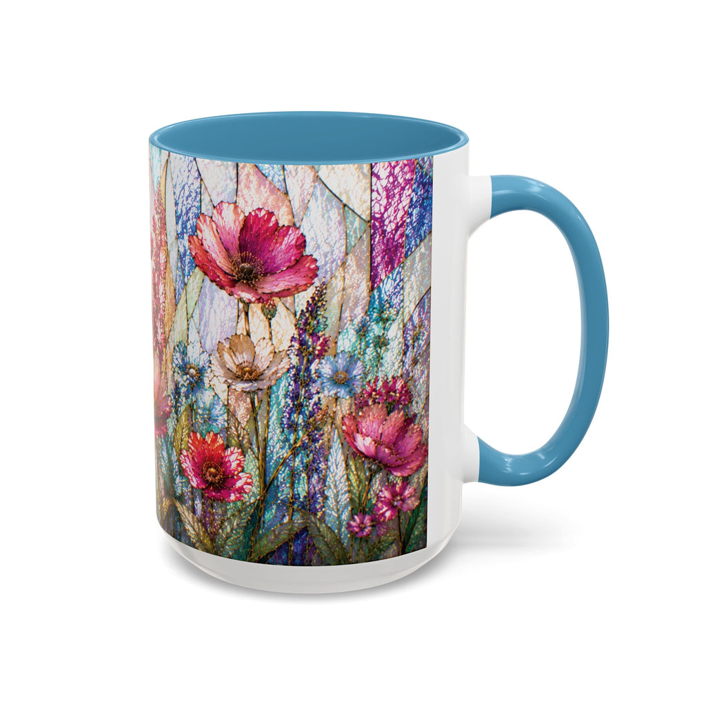 Wildflower Watercolor Coffee Mug Vibrant Wildflower Accent 11/15oz Stain Glass Illusion